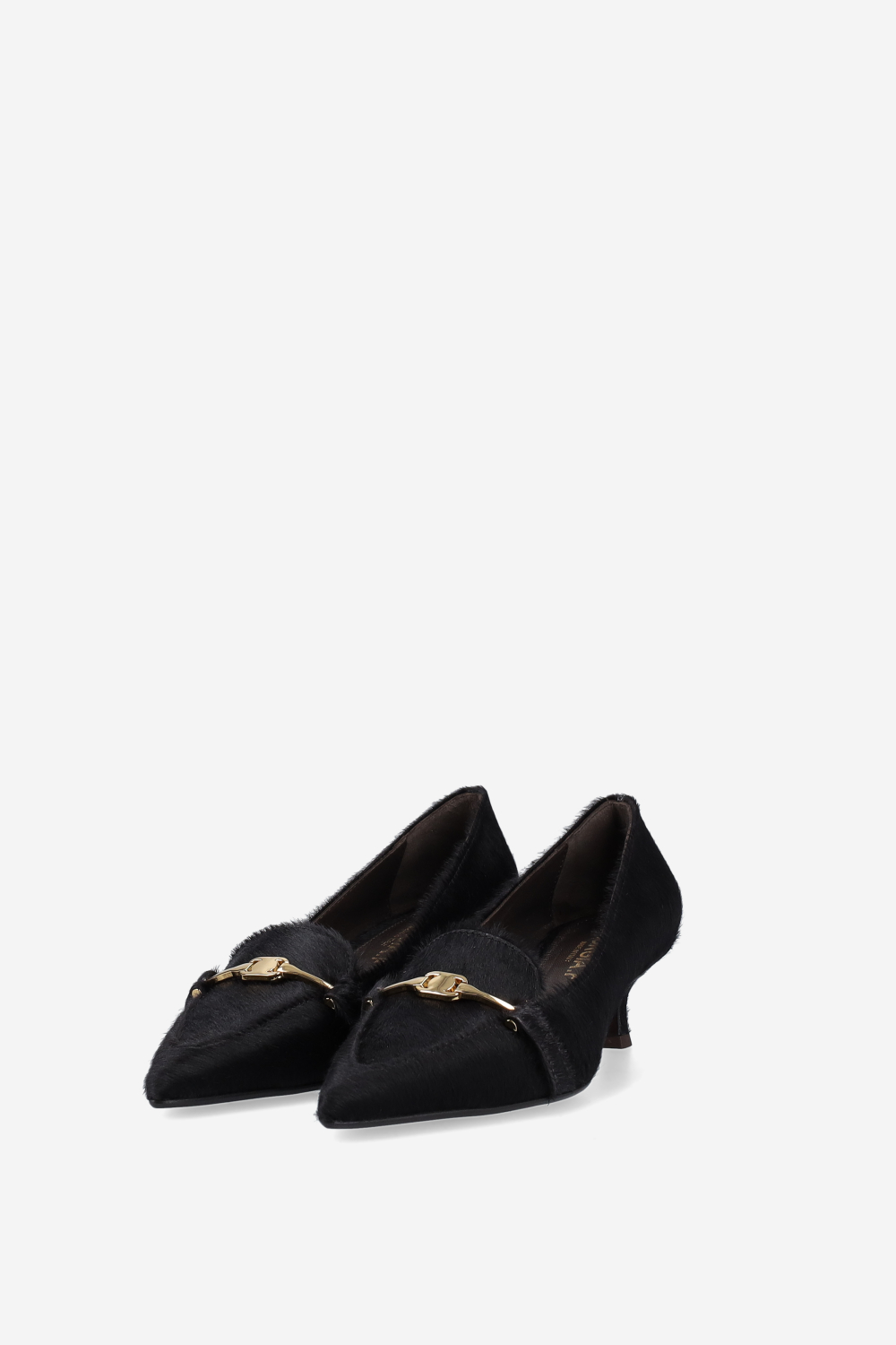 Pony-hair buckled heels