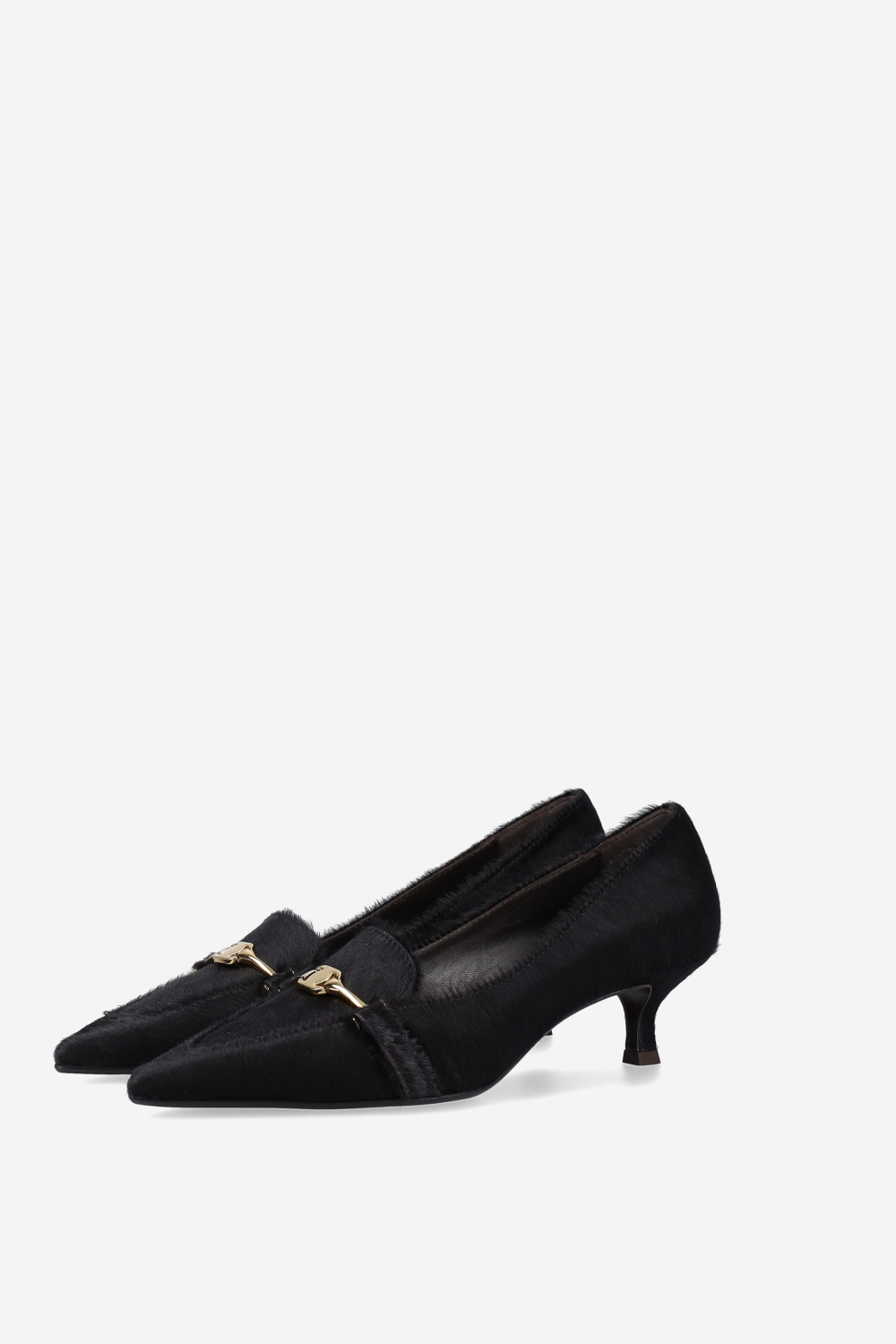 Pony-hair buckled heels