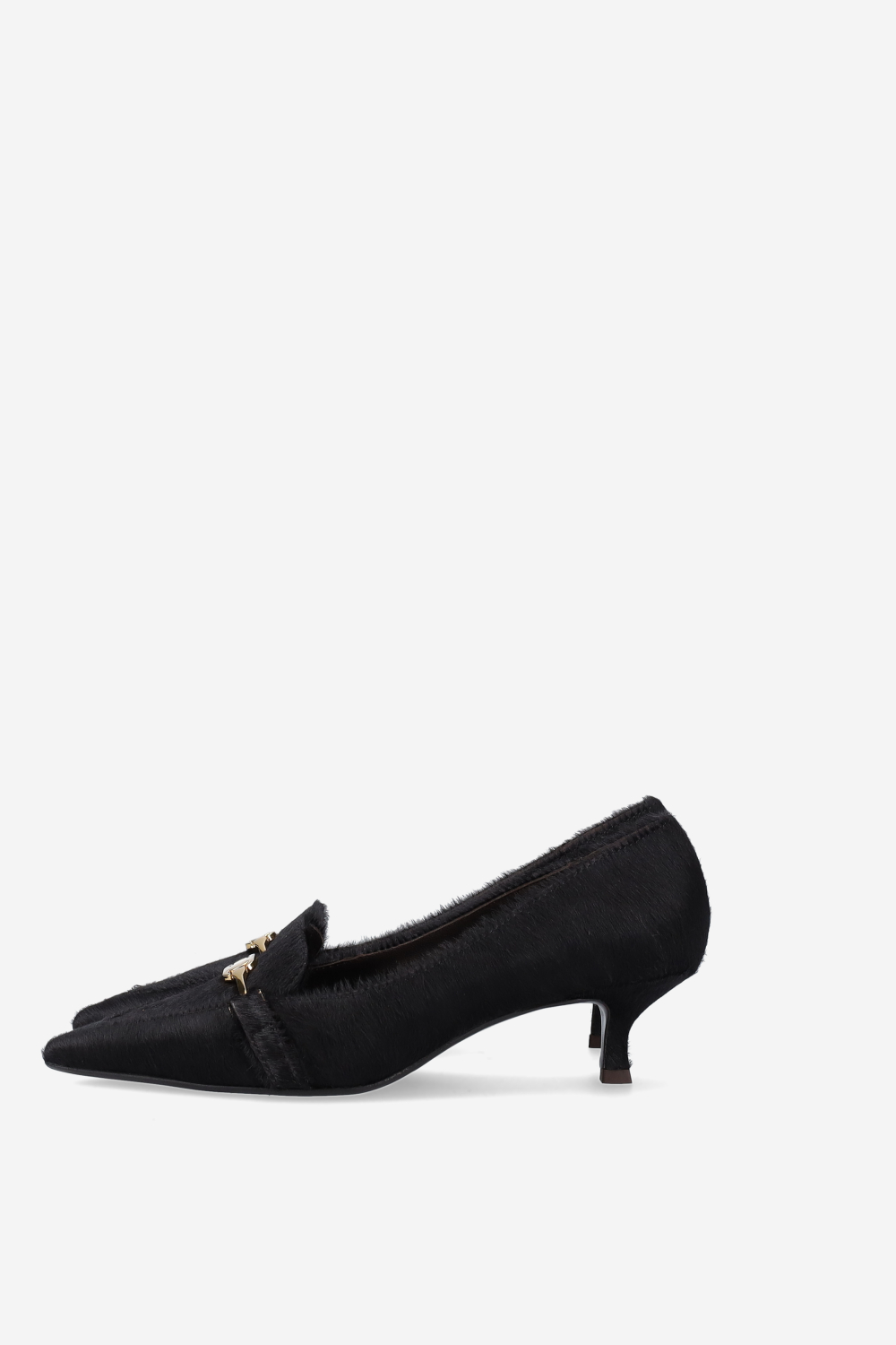 Pony-hair buckled heels