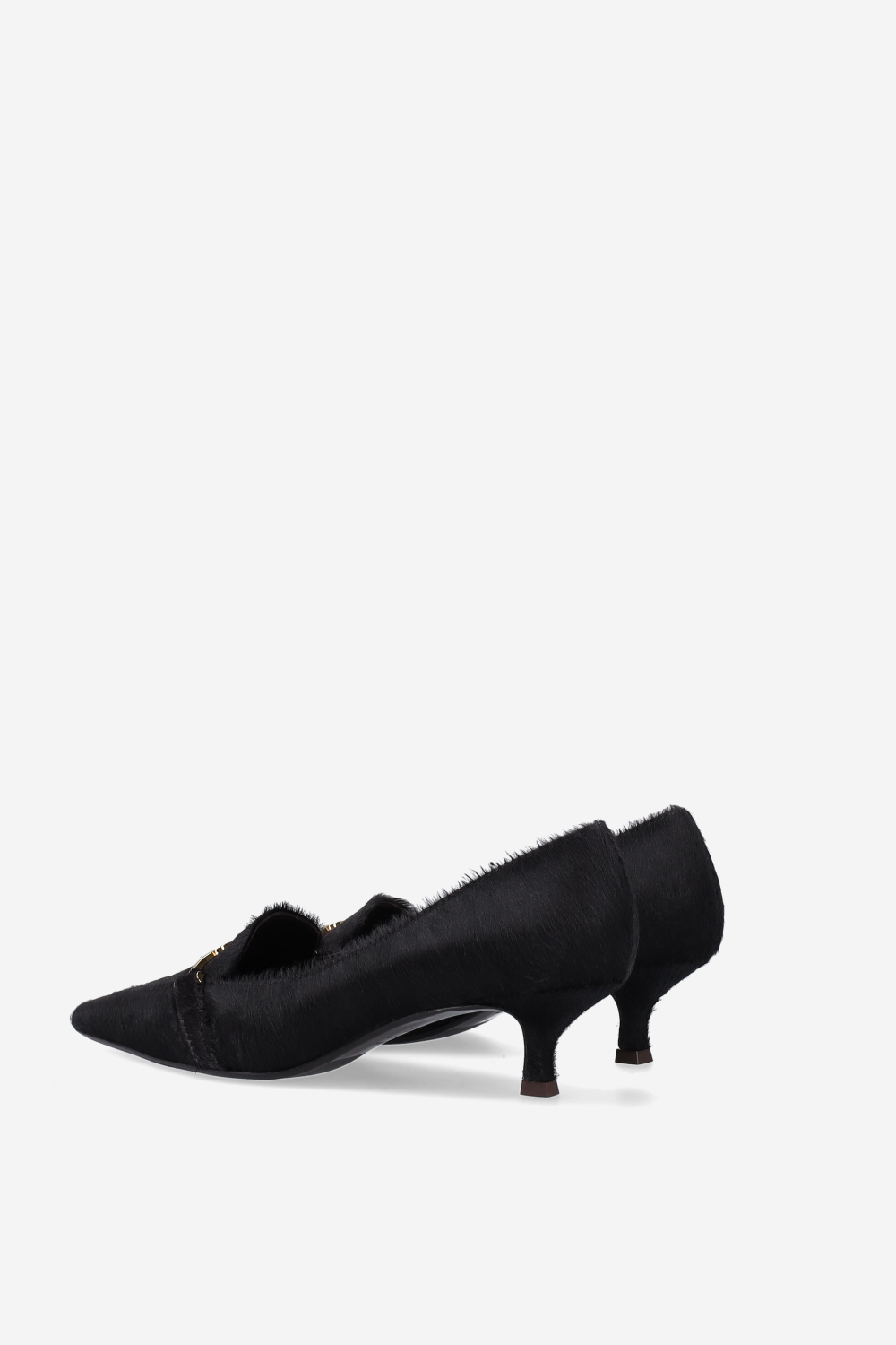 Pony-hair buckled heels