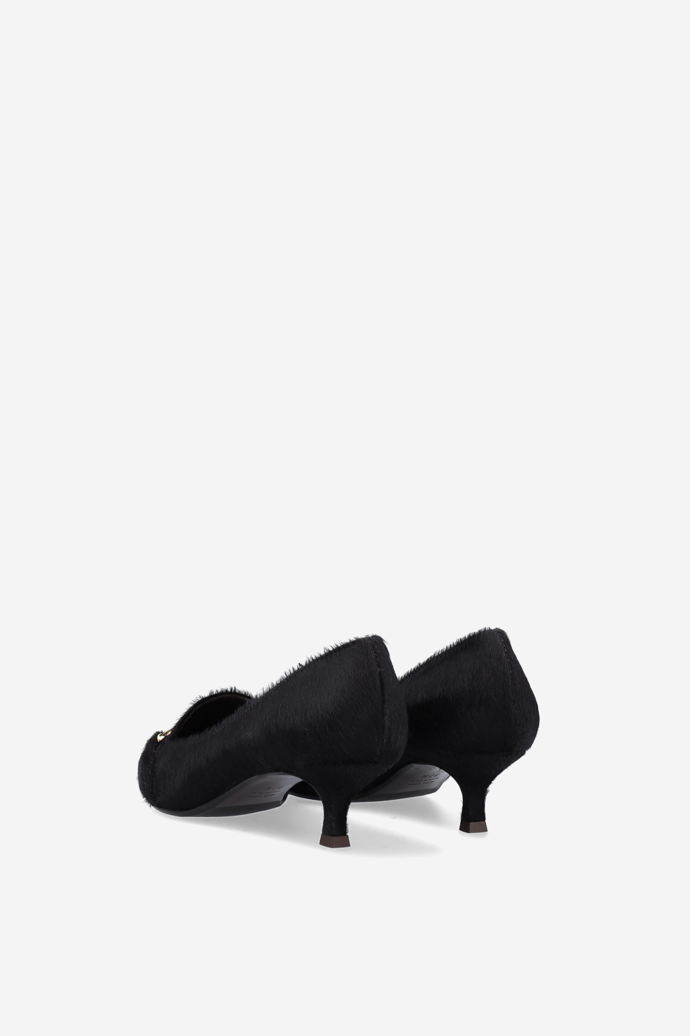 Pony-hair buckled heels