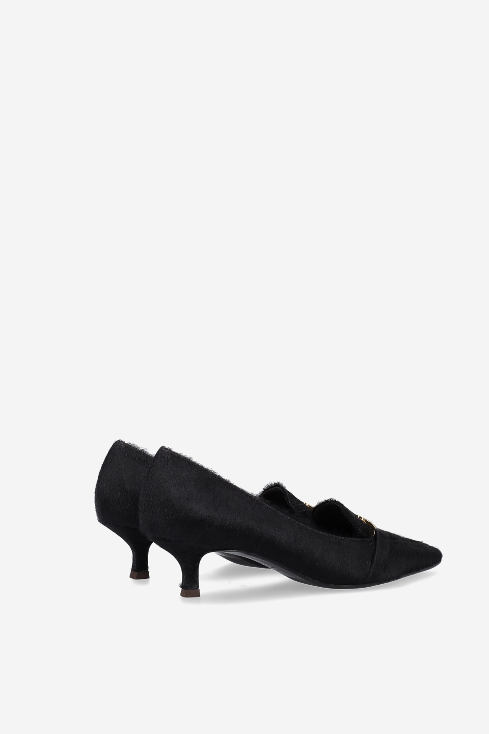 Pony-hair buckled heels