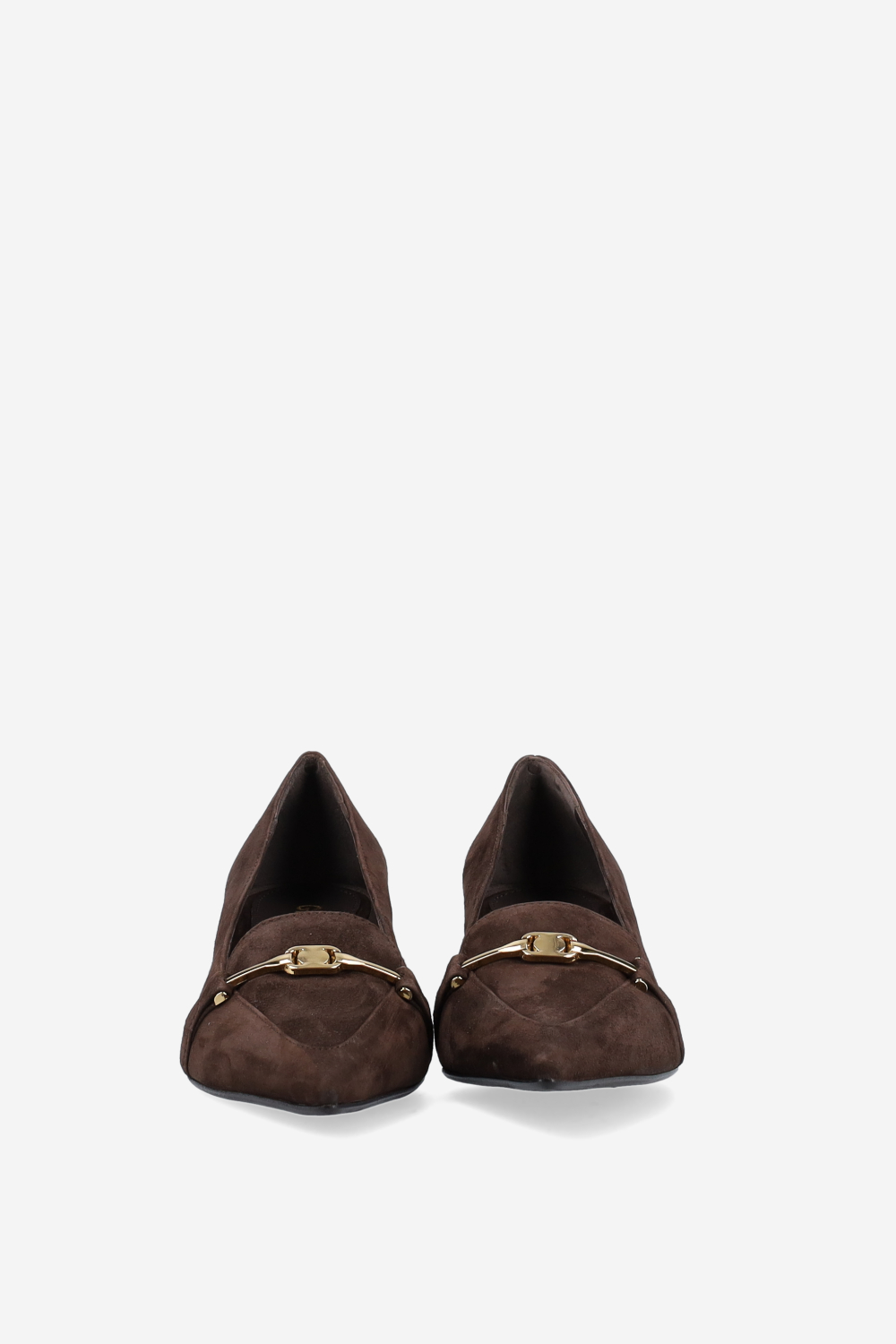 Buckled suede pumps
