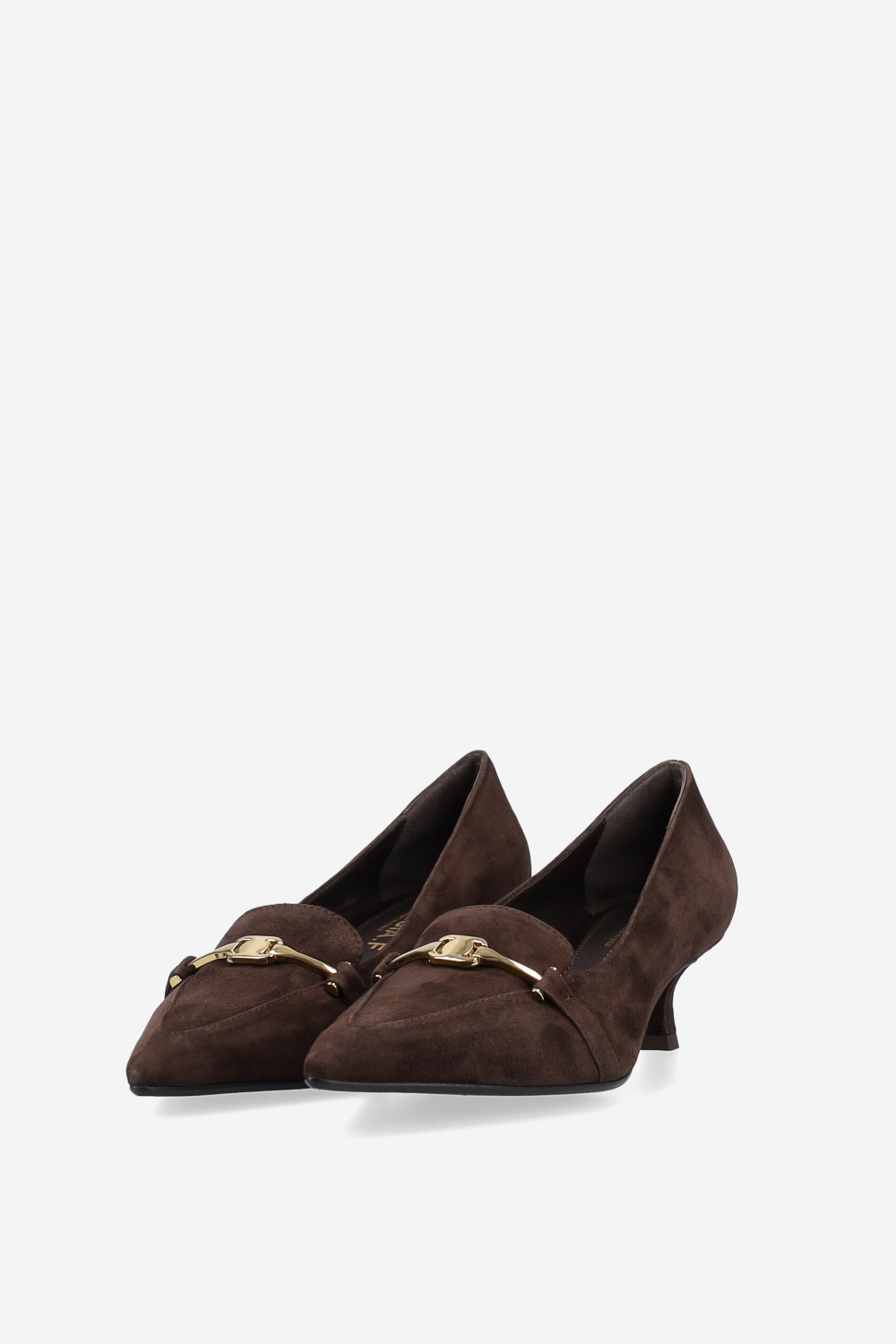 Buckled suede pumps