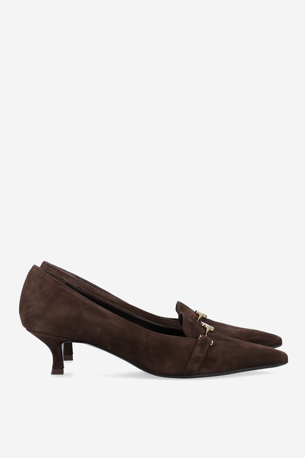 Buckled suede pumps