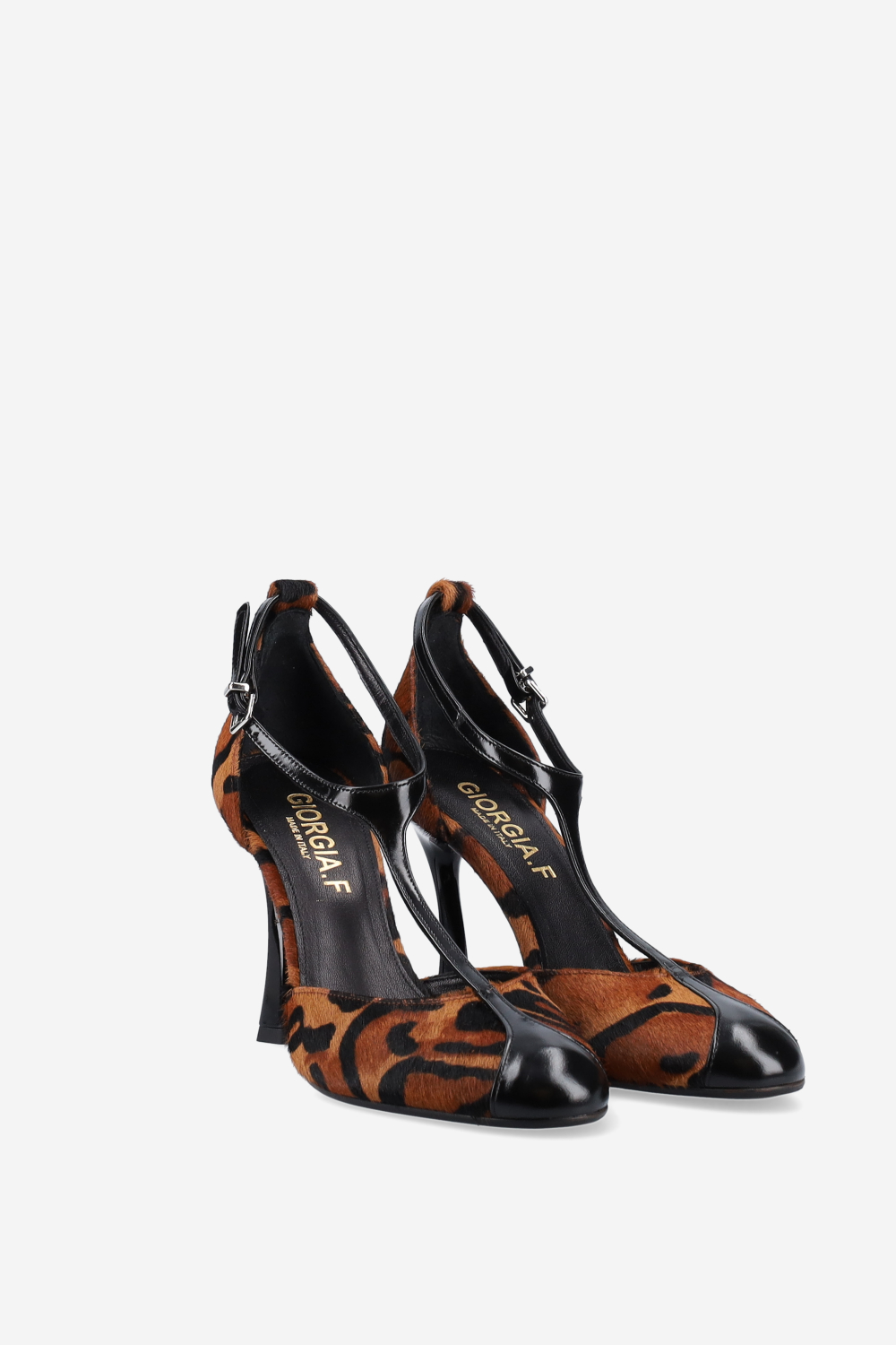 Pony-hair heeled pumps