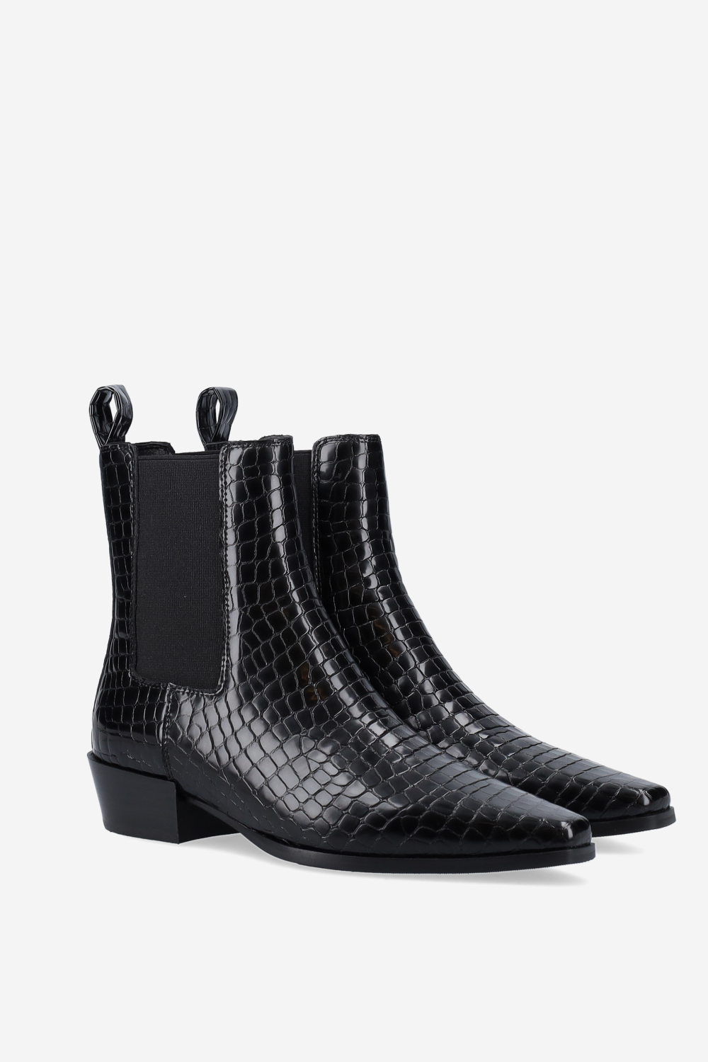 Croco leather ankle boots
