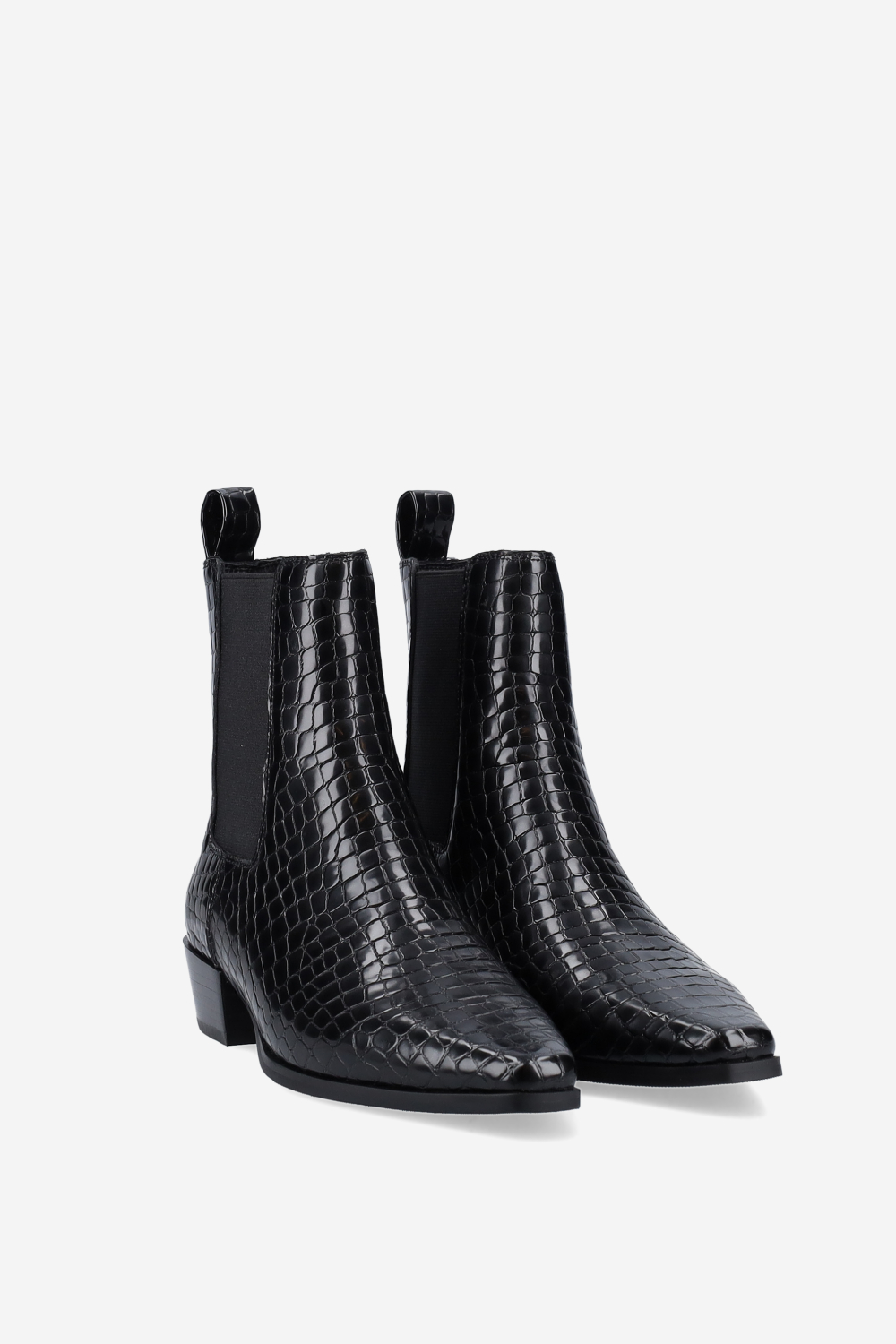 Croco leather ankle boots