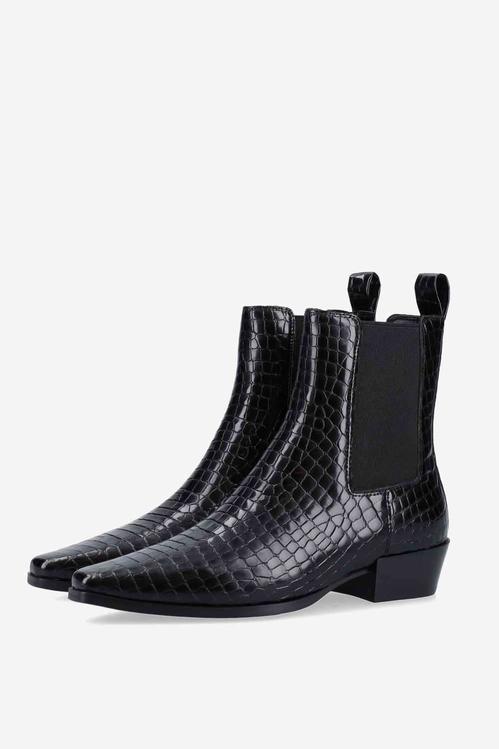Croco leather ankle boots