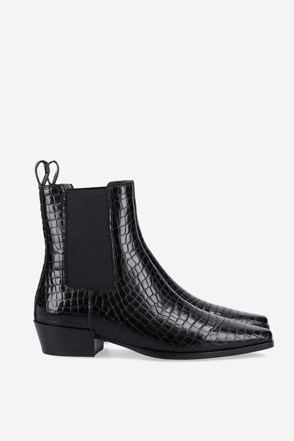 Croco leather ankle boots