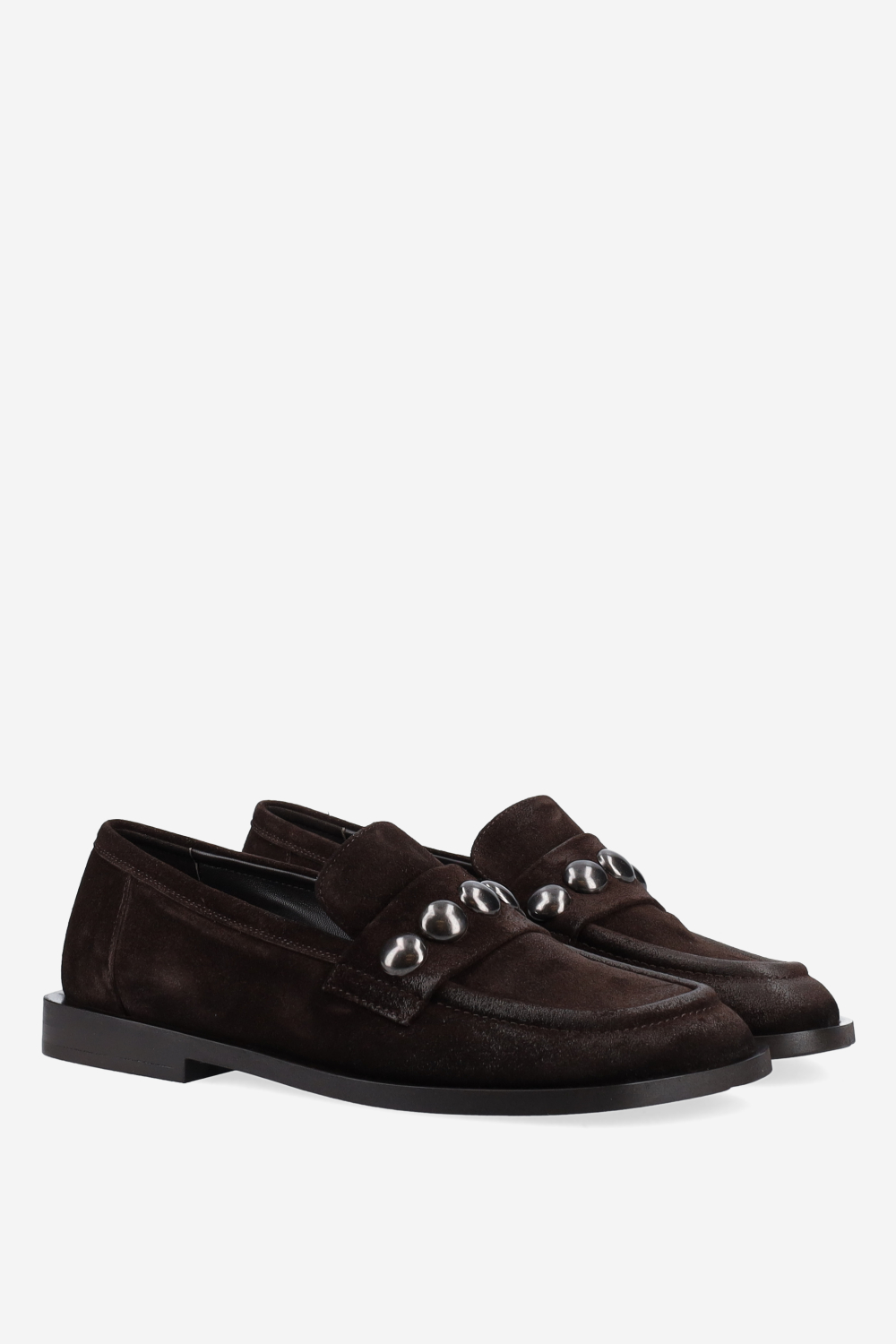 Studded suede loafers