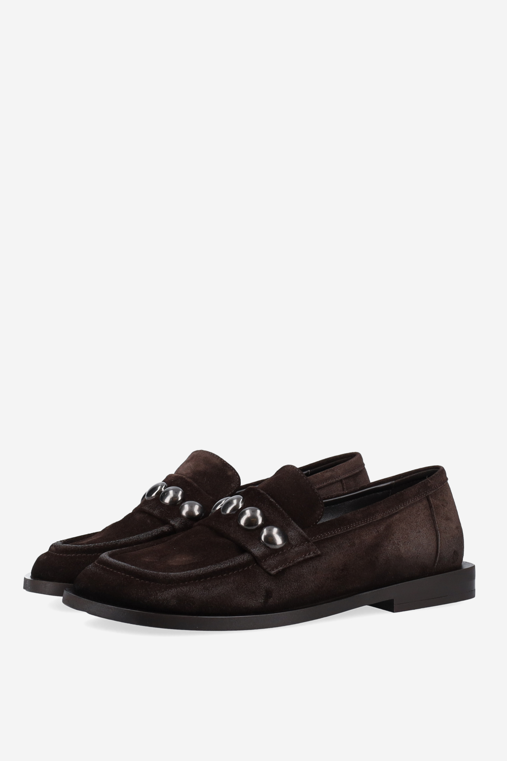 Studded suede loafers