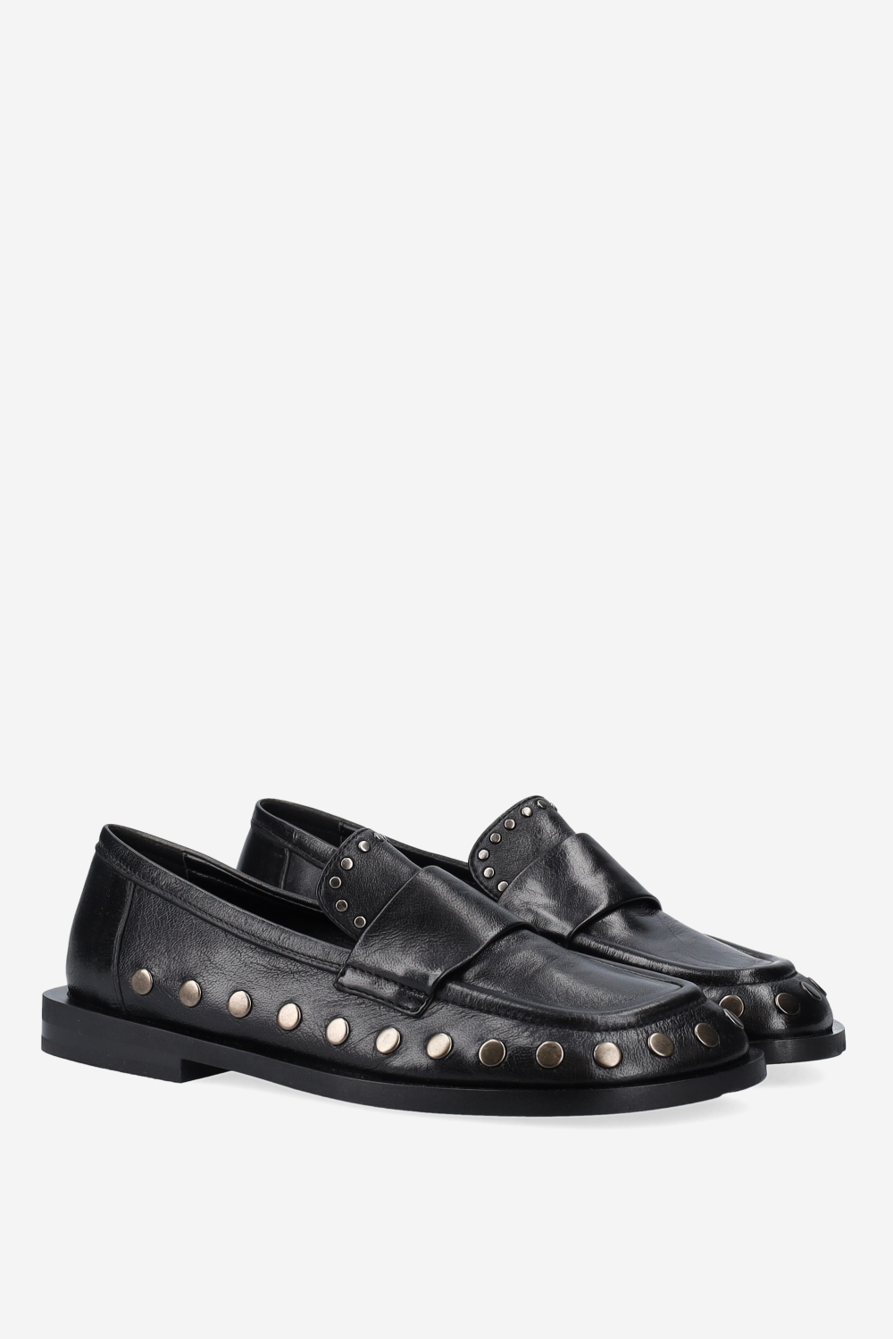 Studded leather loafers