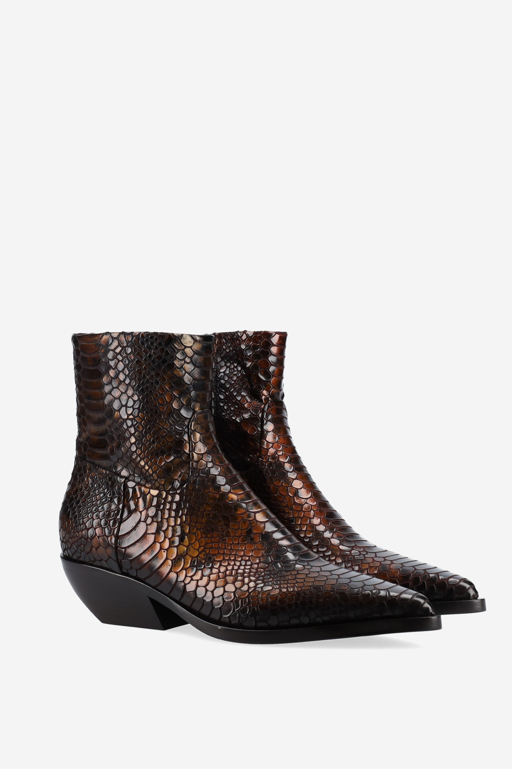 Croco leather ankle boots