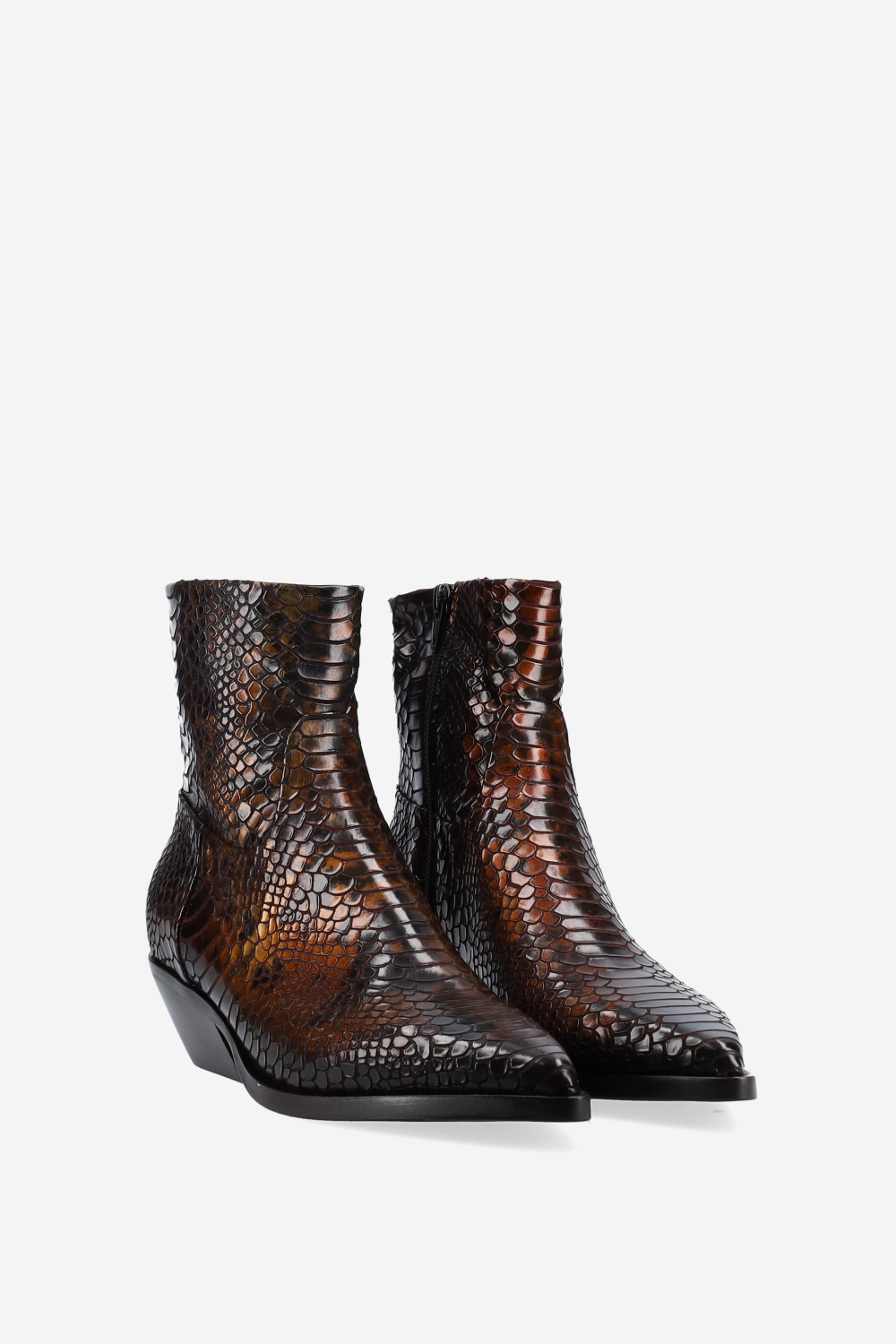Croco leather ankle boots