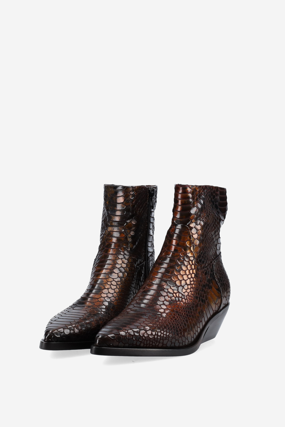 Croco leather ankle boots