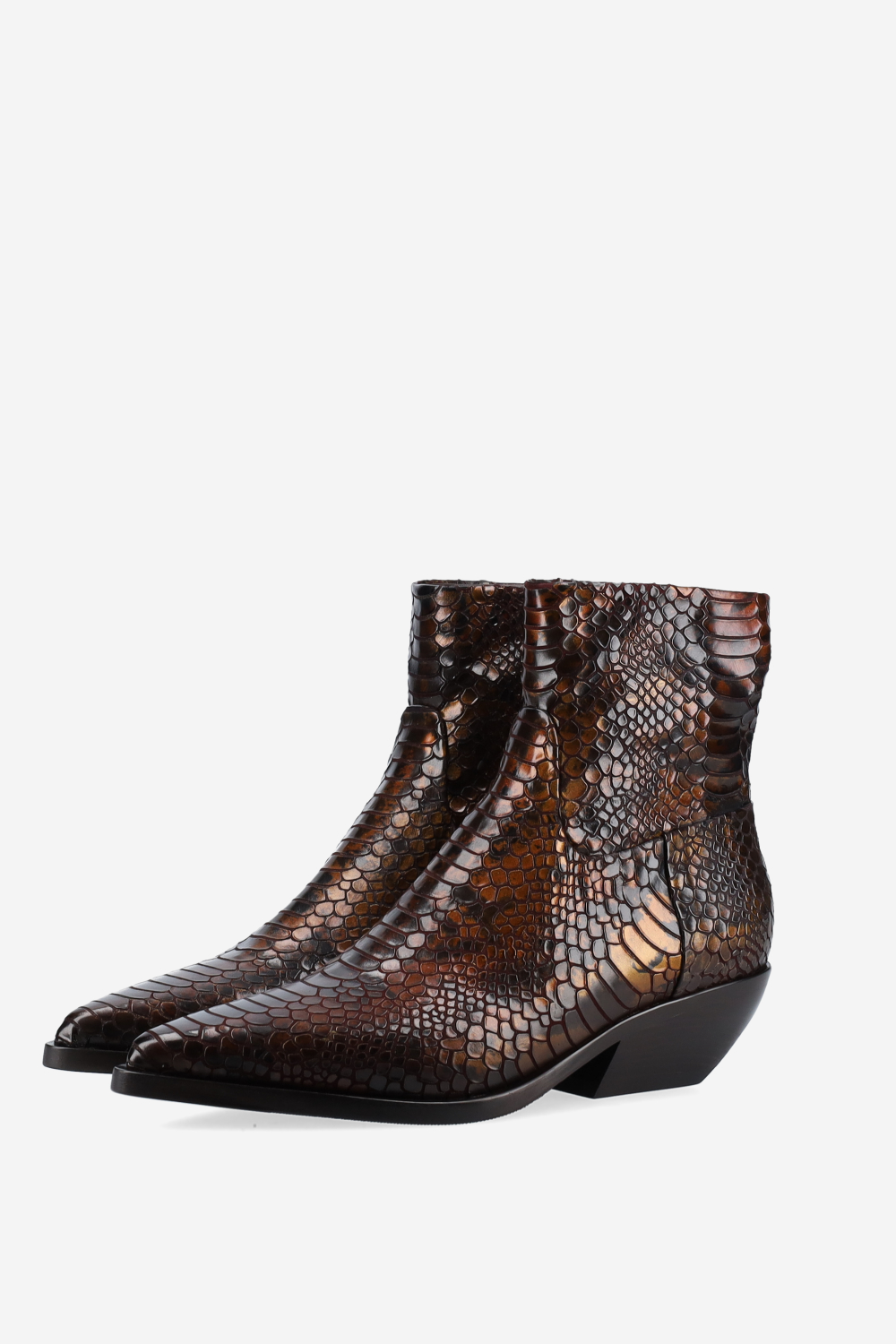 Croco leather ankle boots