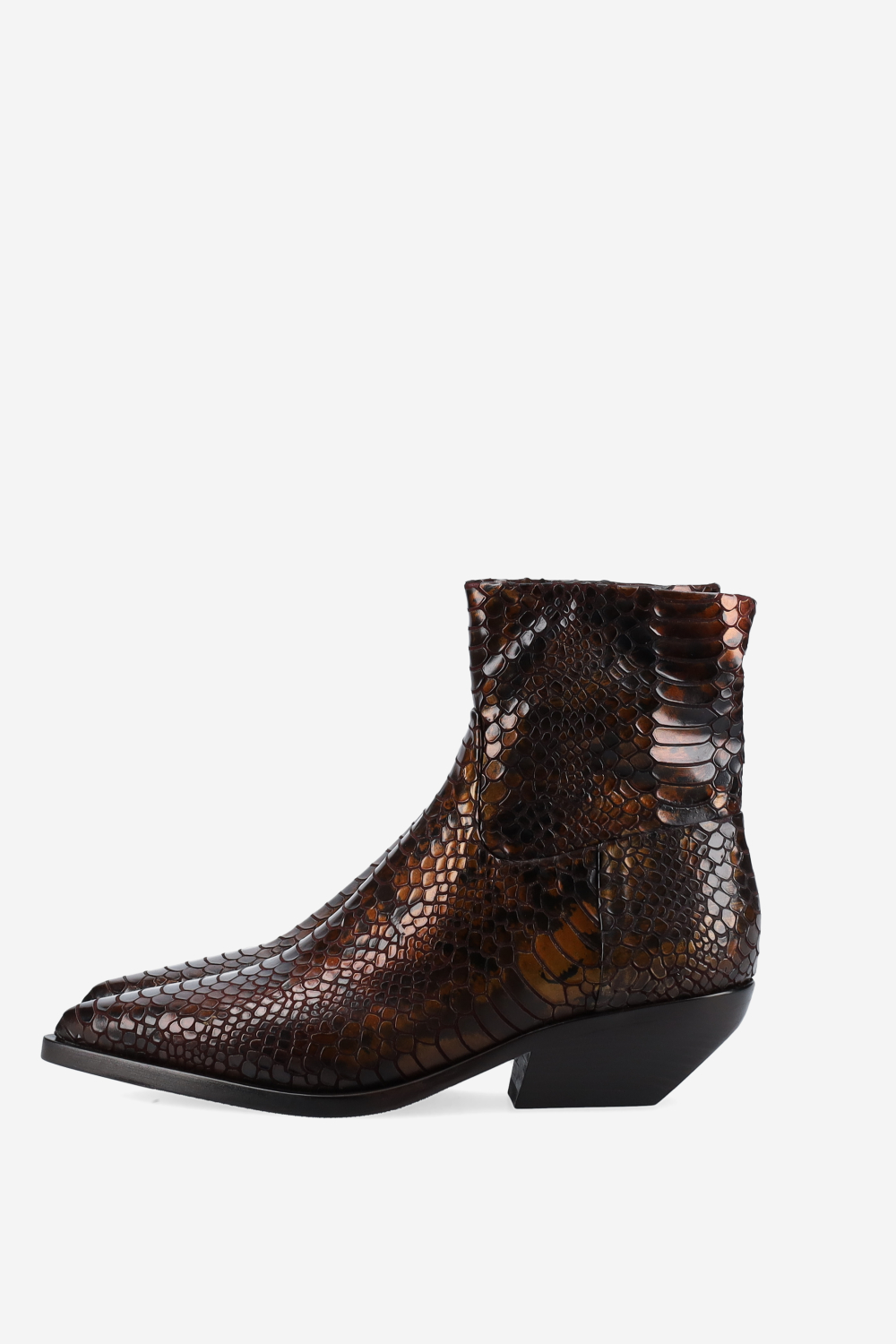 Croco leather ankle boots