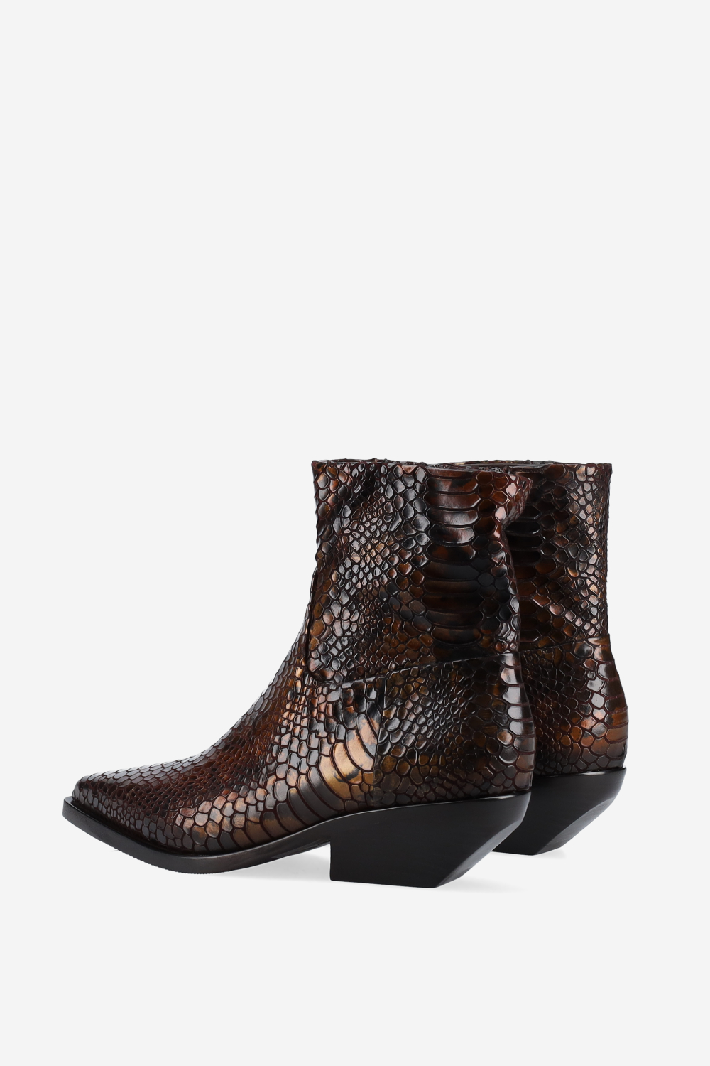 Croco leather ankle boots