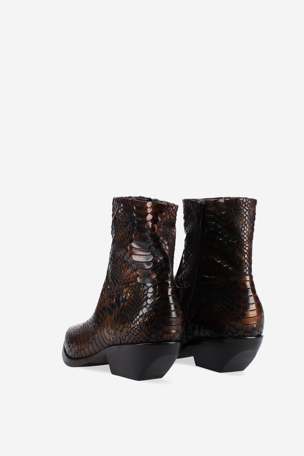 Croco leather ankle boots