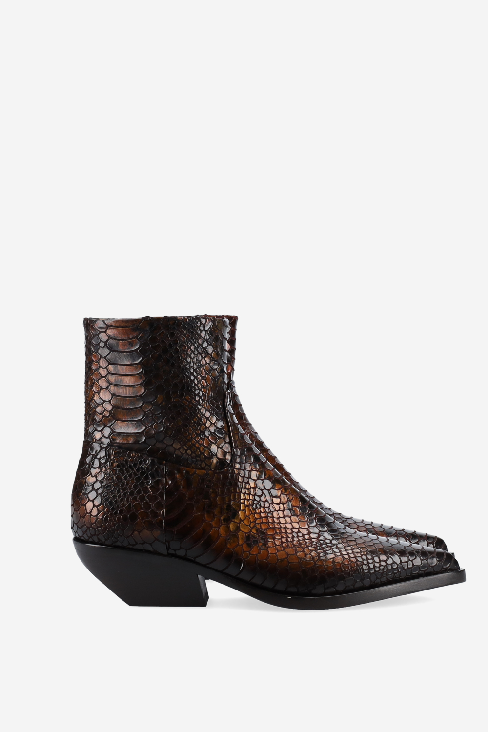 Croco leather ankle boots