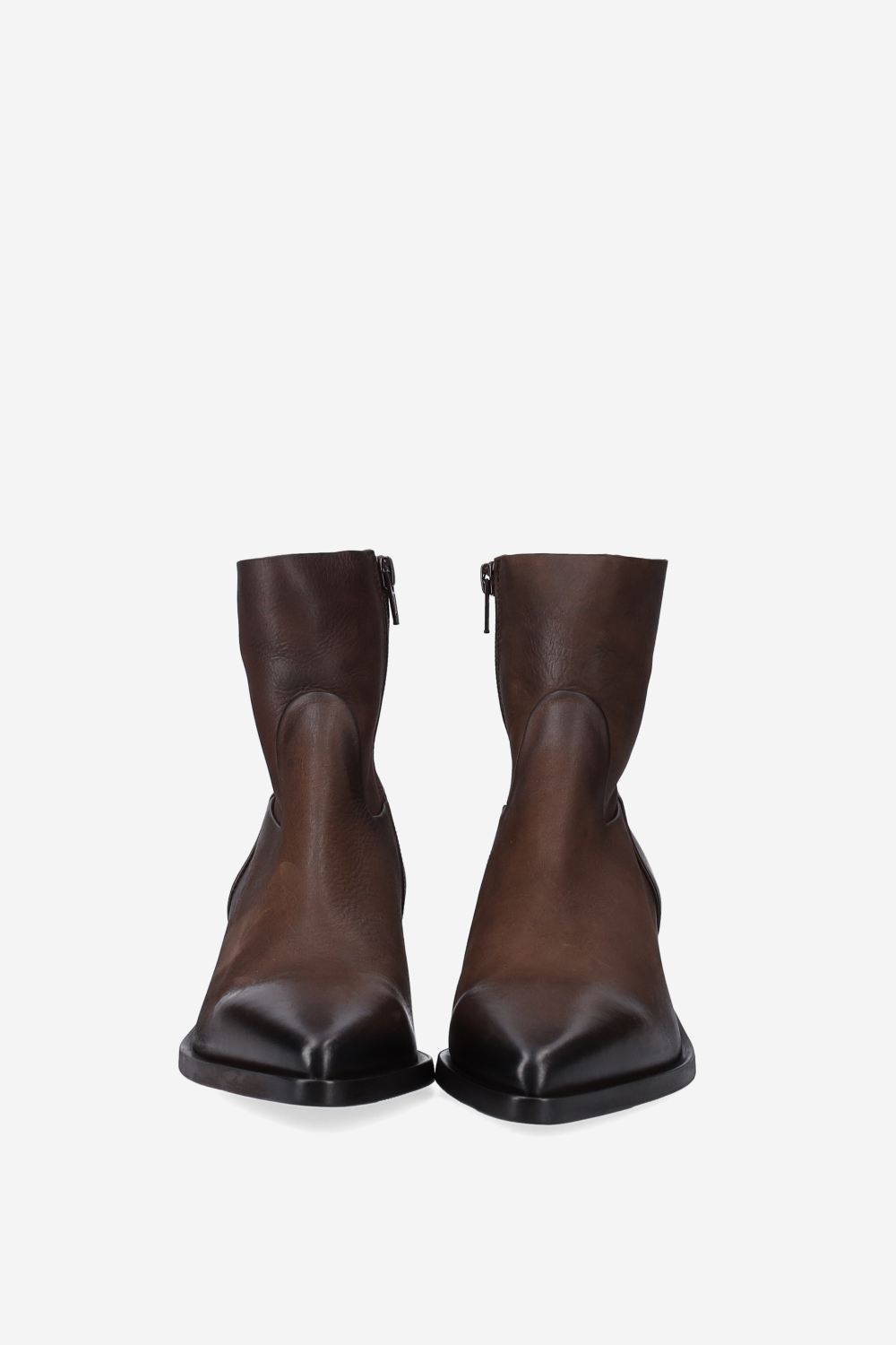 Pointed-toe leather ankle boots
