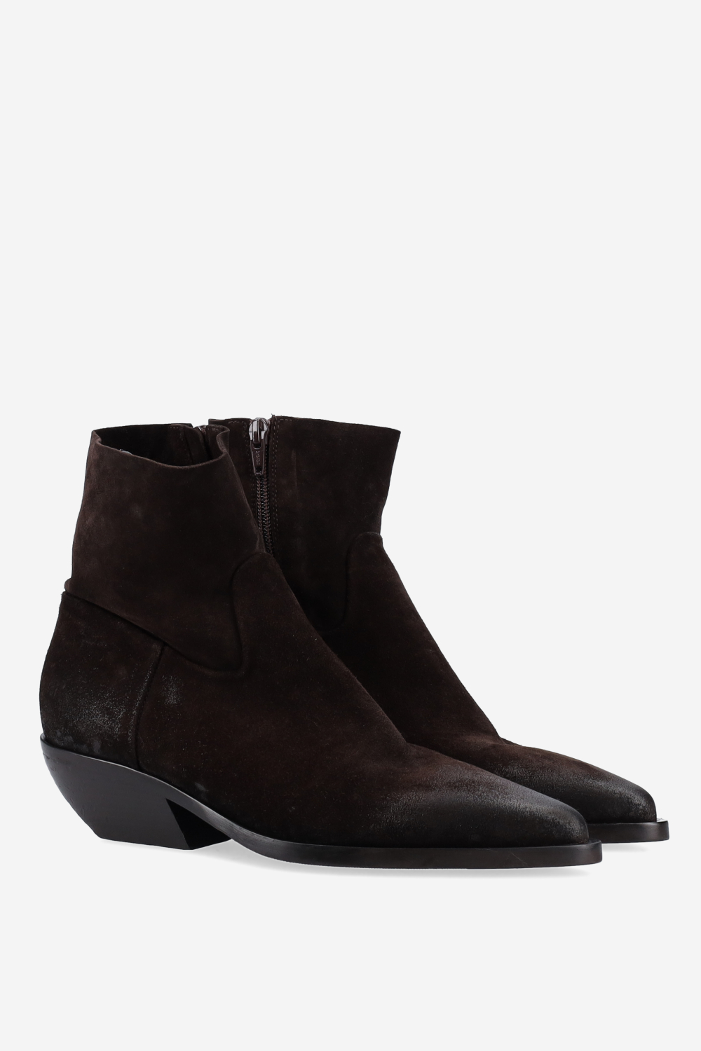 Pointed-toe suede ankle boots