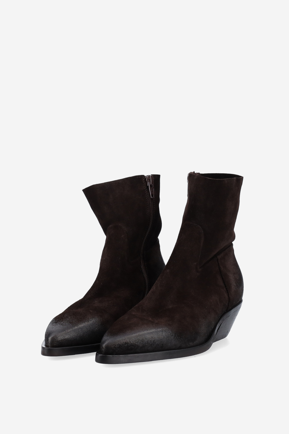Pointed-toe suede ankle boots