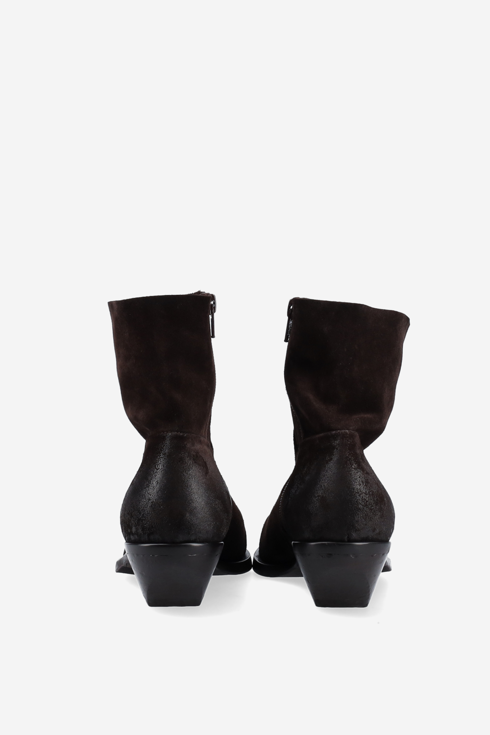 Pointed-toe suede ankle boots