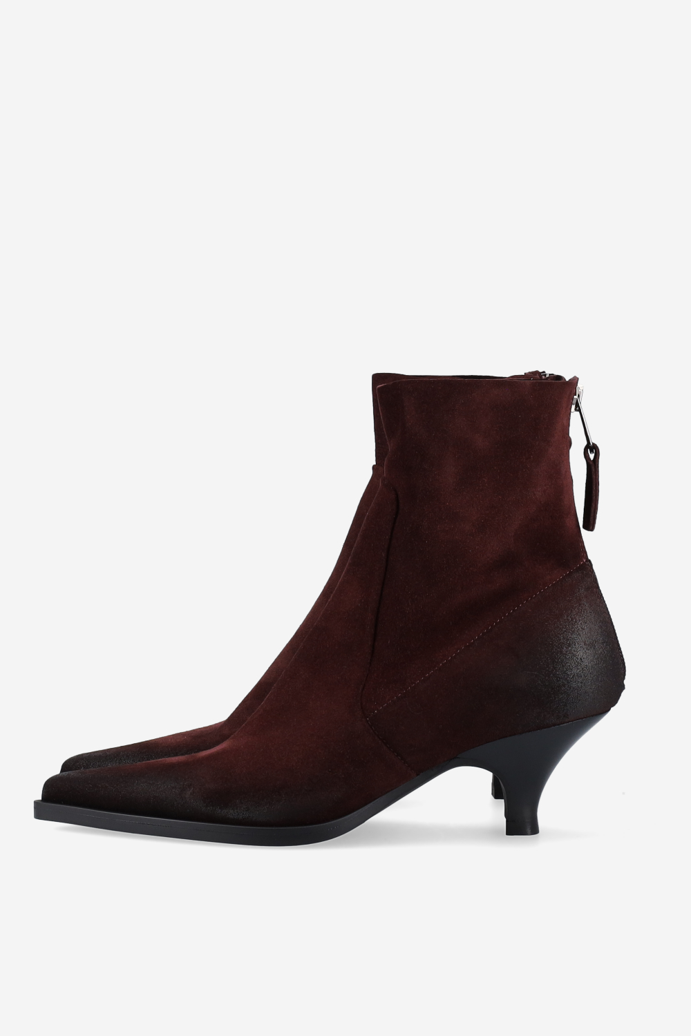 Pointed-toe suede ankle boots