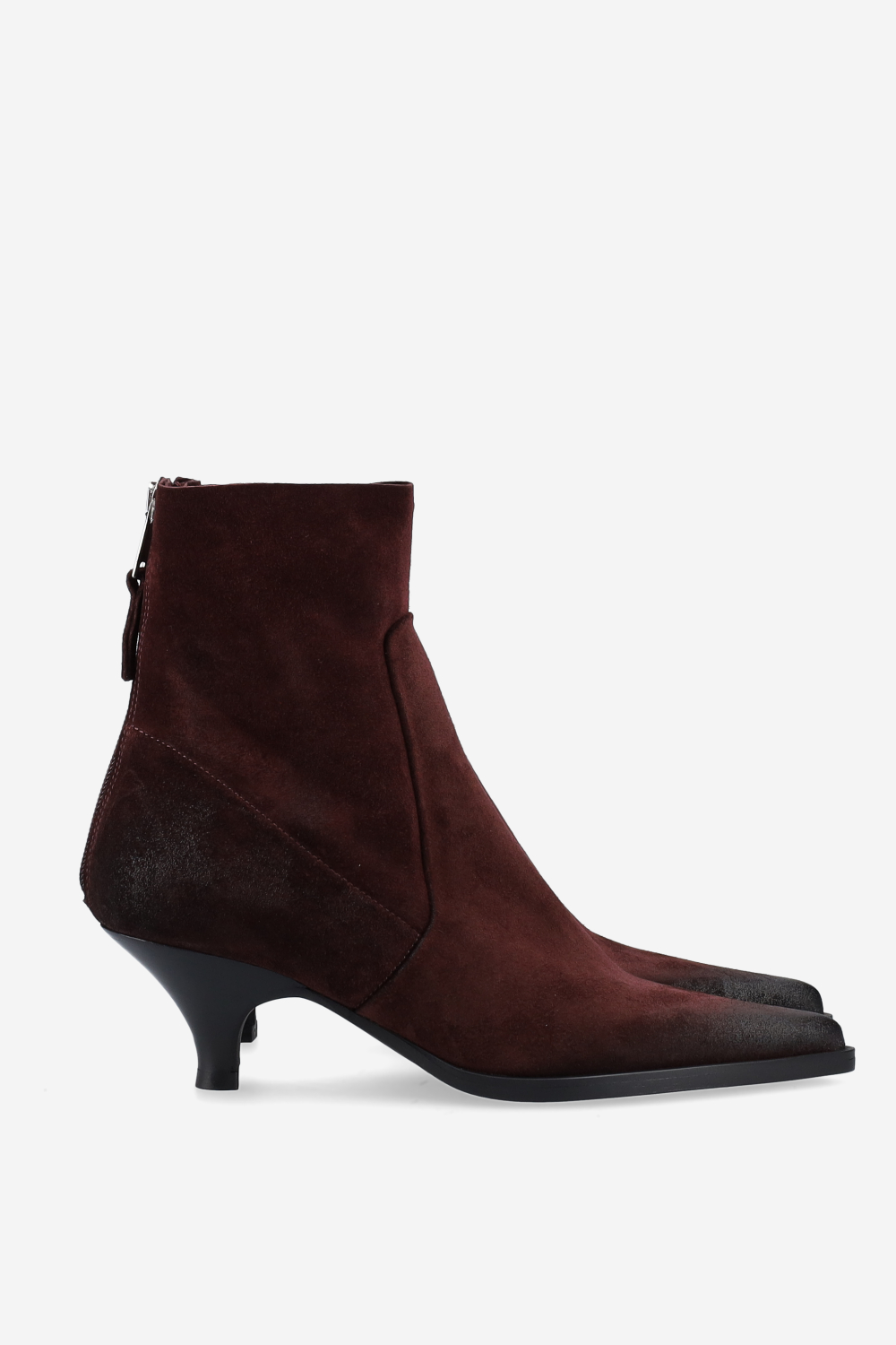 Pointed-toe suede ankle boots