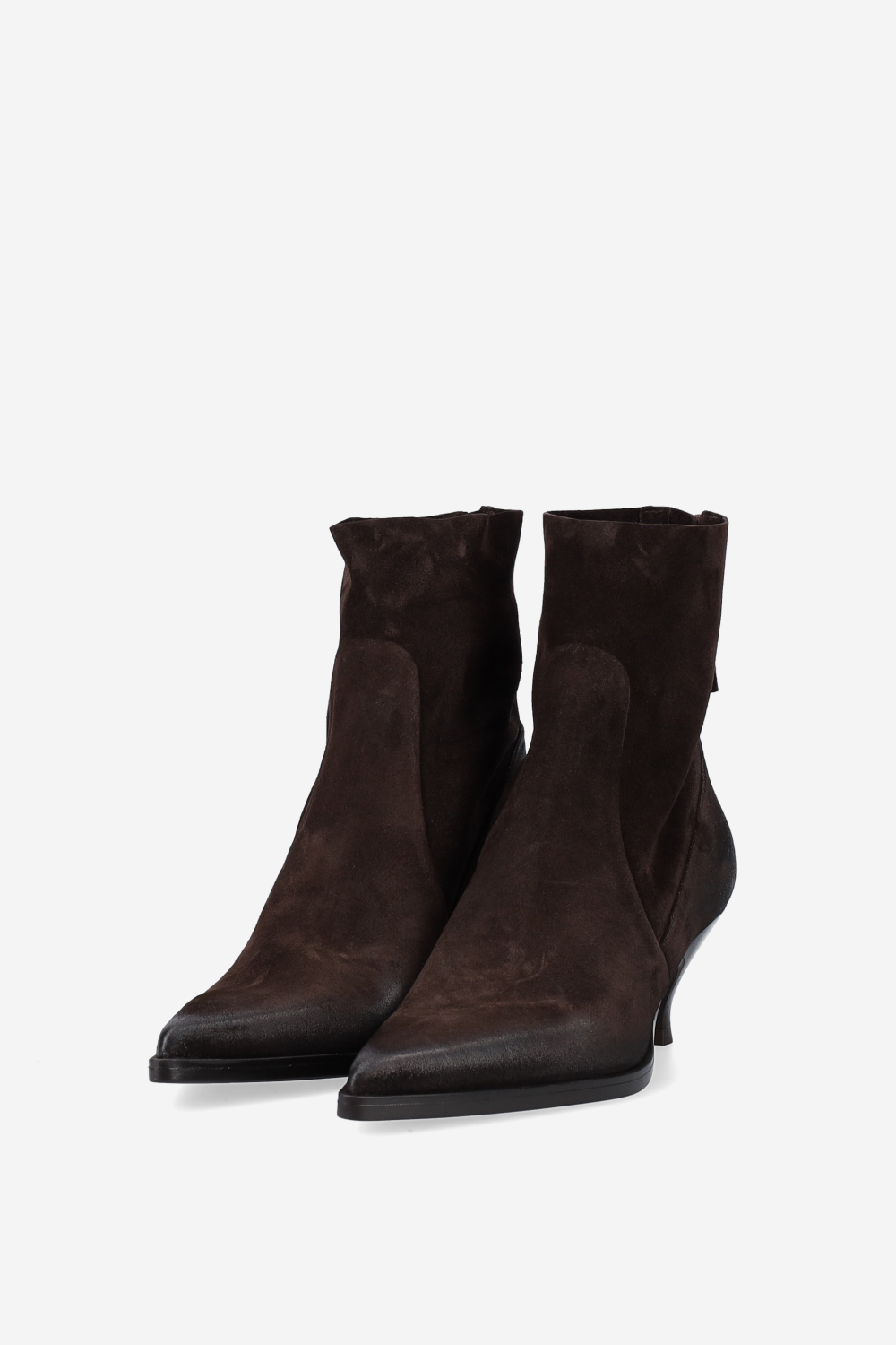 Pointed-toe suede ankle boots