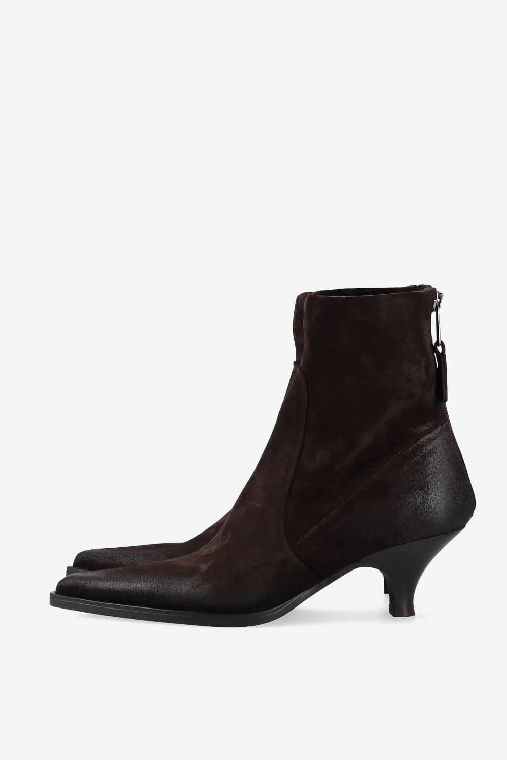 Pointed-toe suede ankle boots