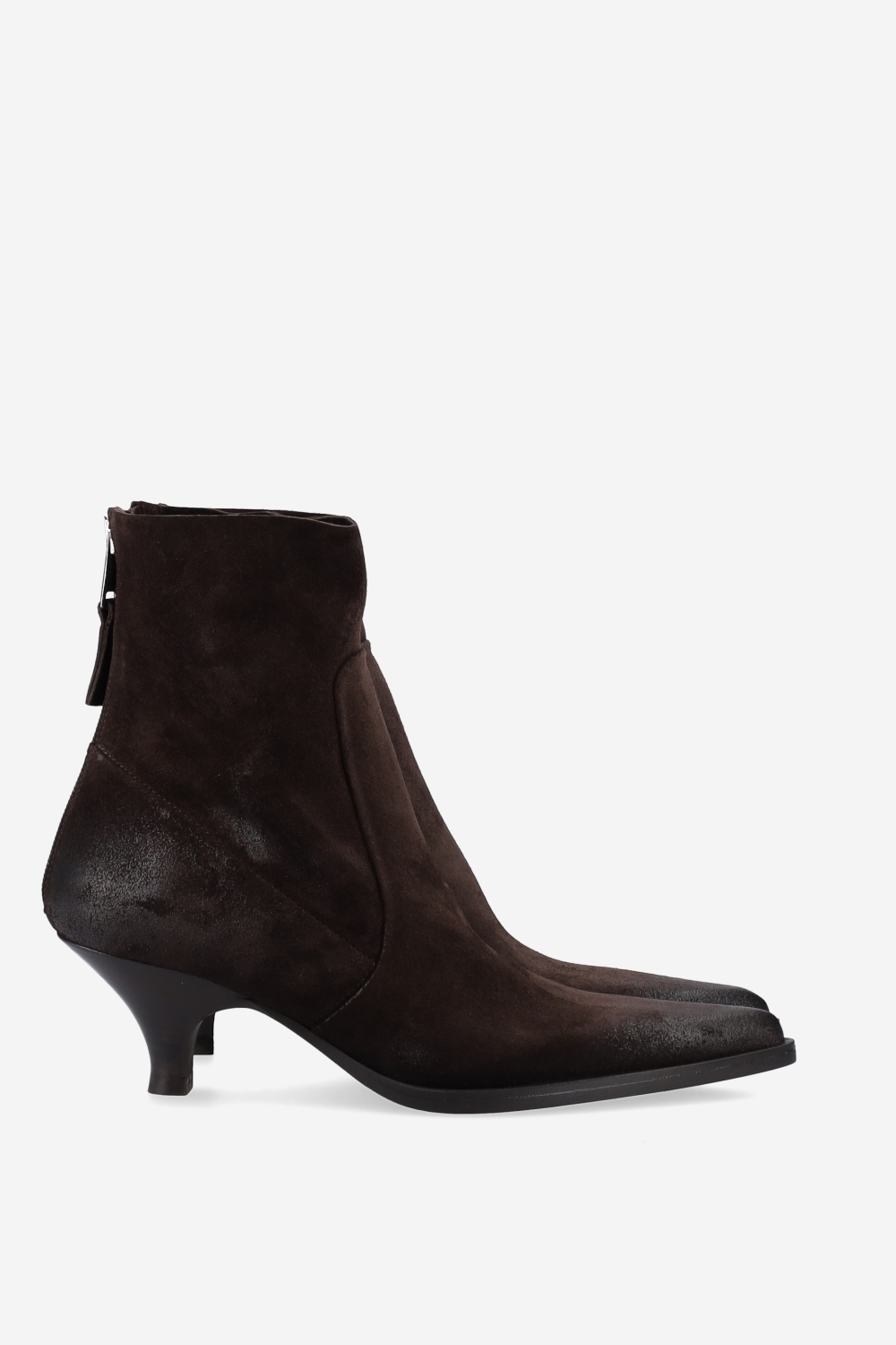 Pointed-toe suede ankle boots