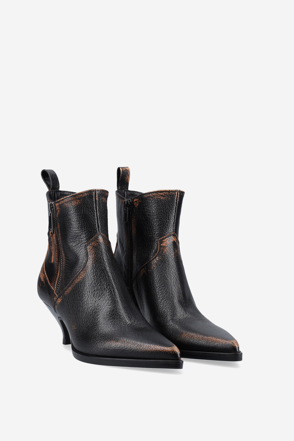 Vintage pointed-toe leather boots