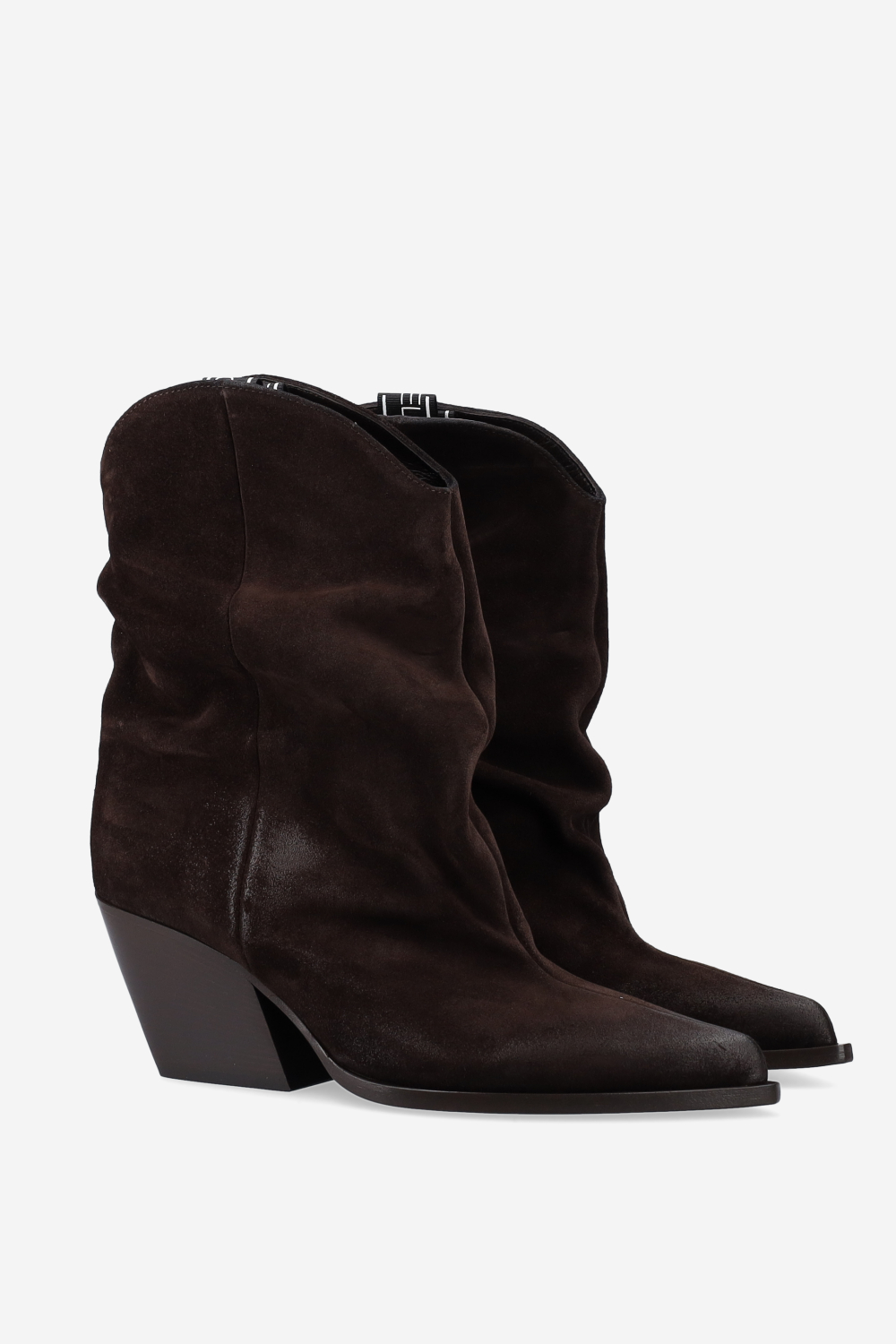 Pointed-toe suede ankle boots