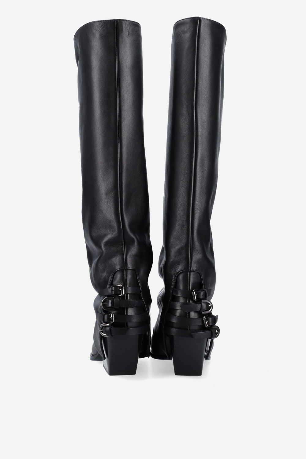 Fold-over pointed-toe leather boots