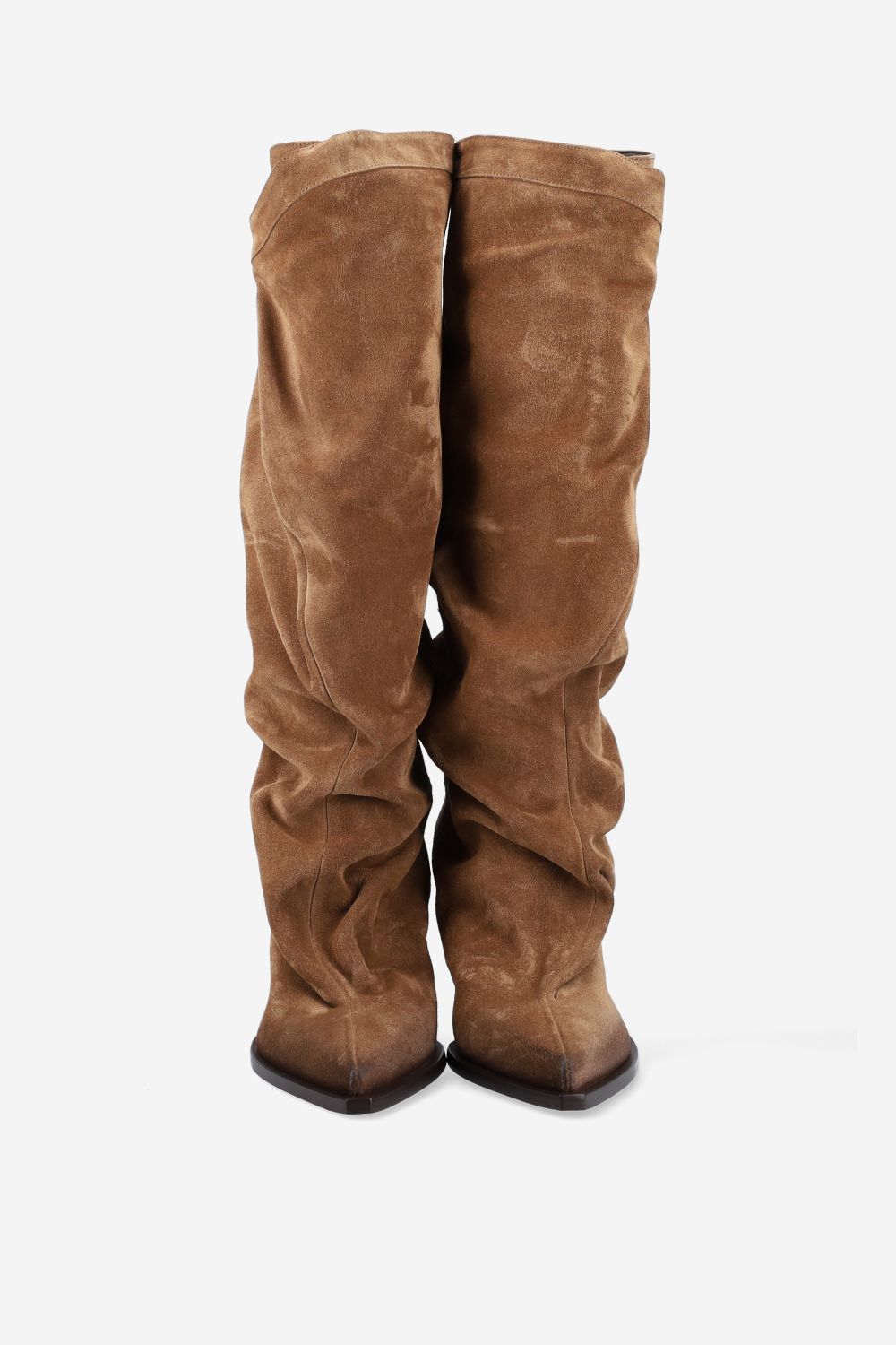 Suede slouch buckle boots