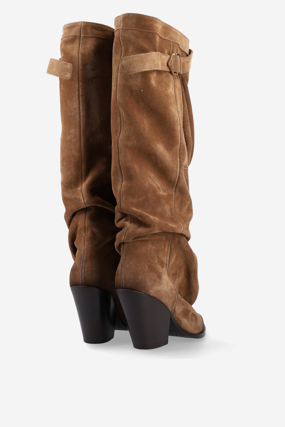 Suede slouch buckle boots