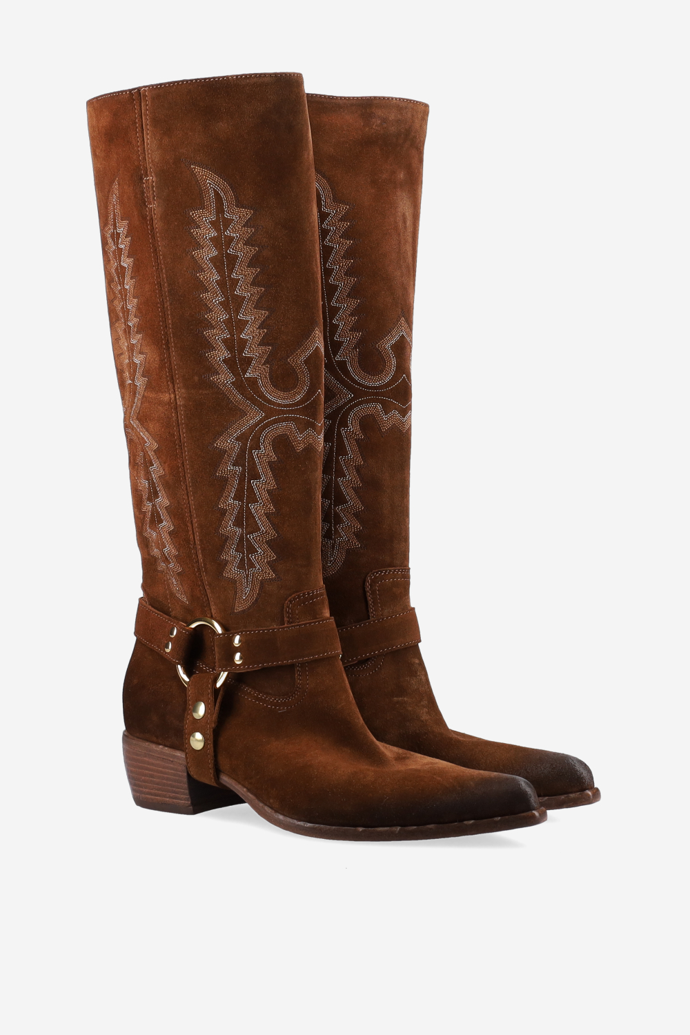 Embroidered suede boots