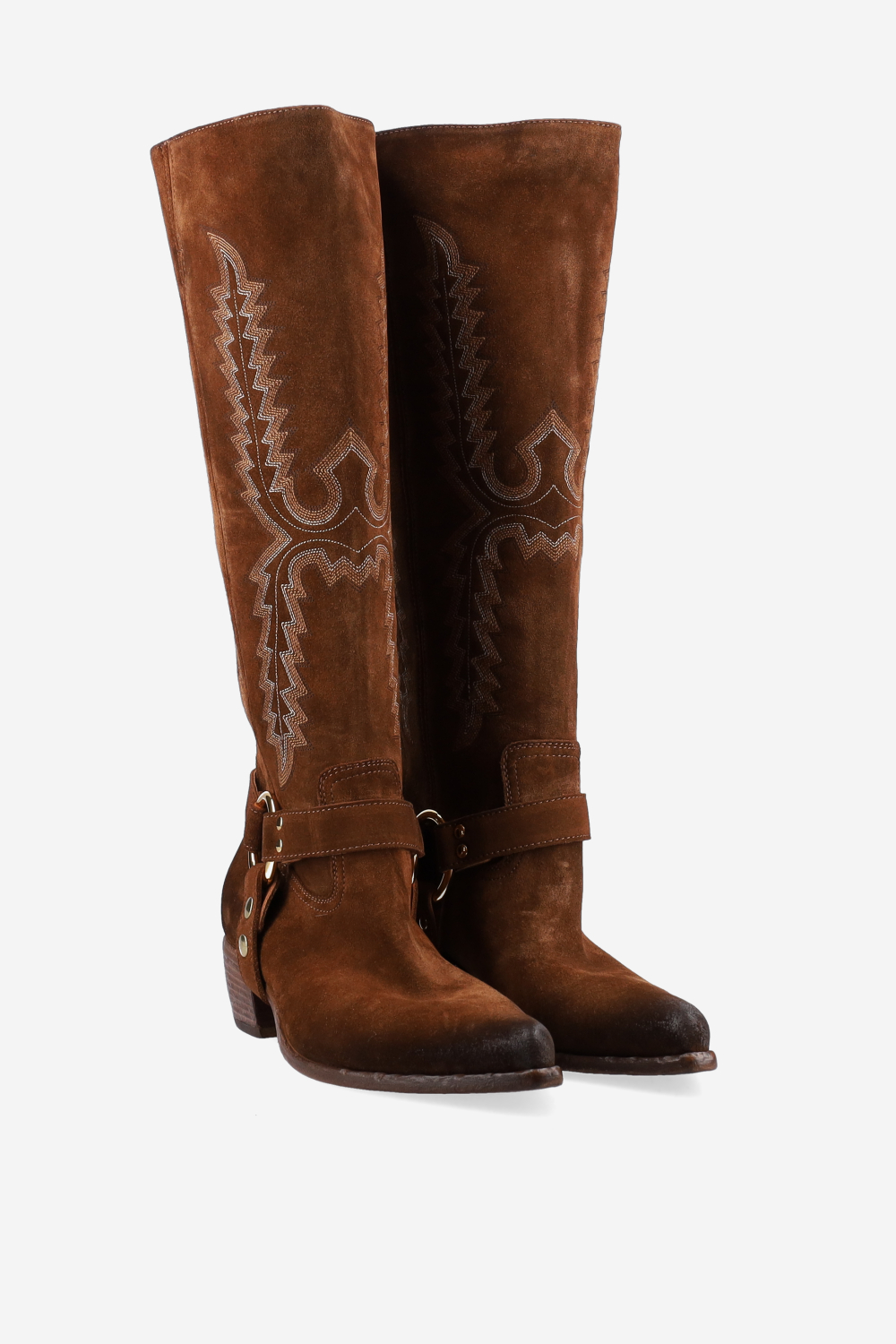 Embroidered suede boots