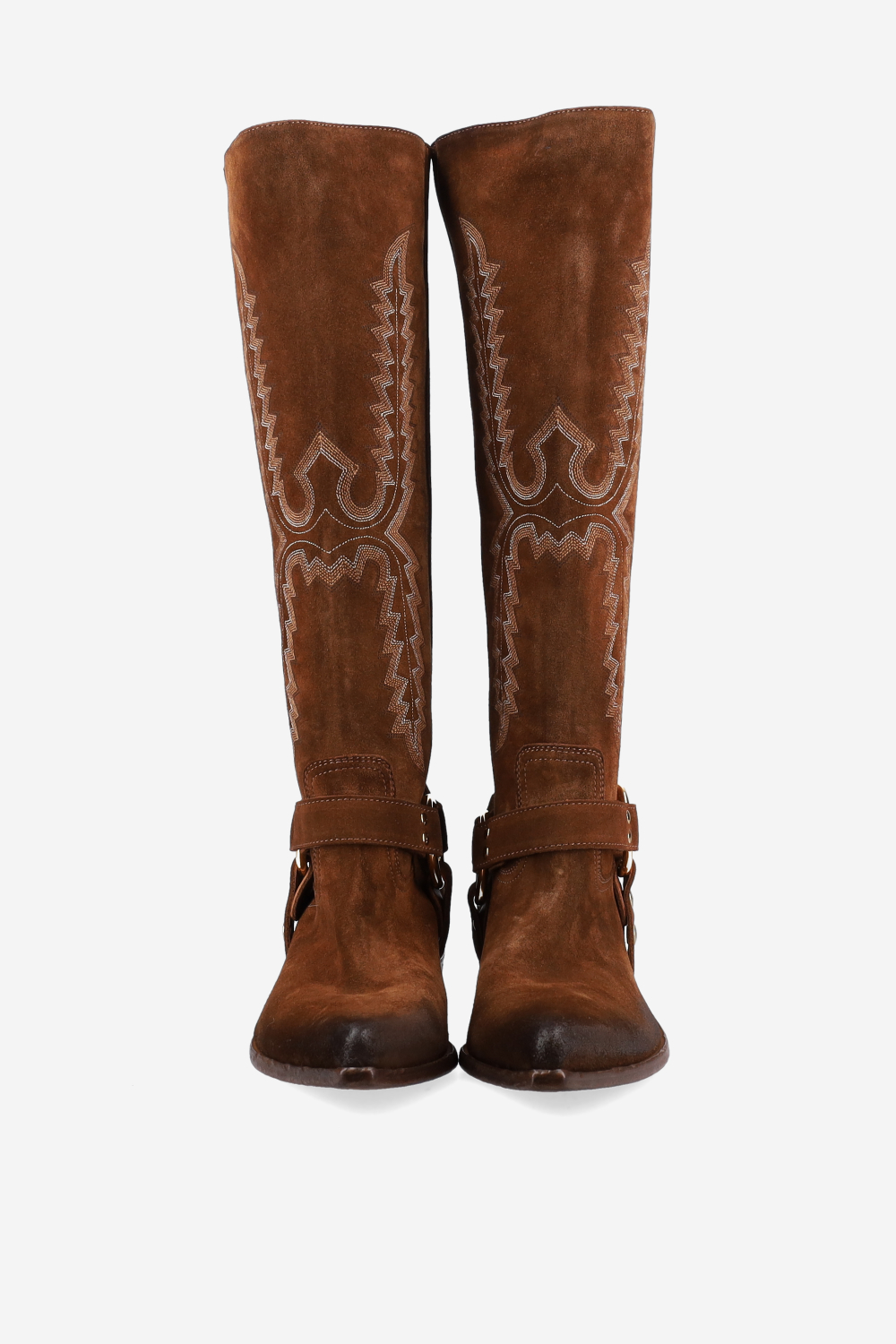 Embroidered suede boots