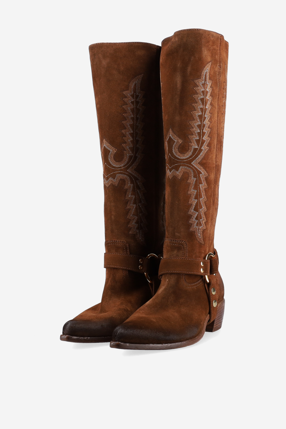 Embroidered suede boots