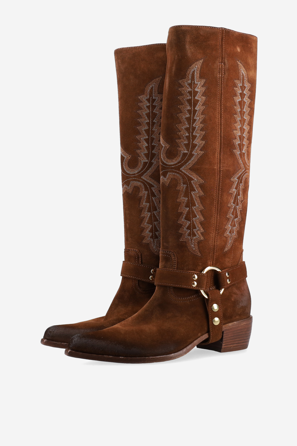 Embroidered suede boots