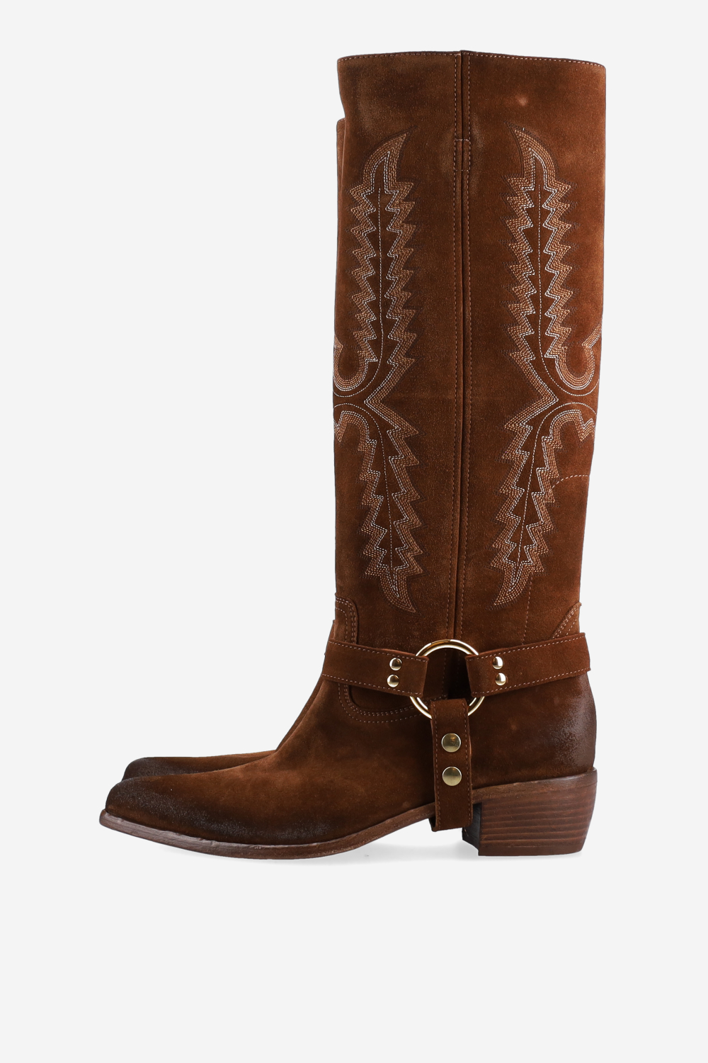 Embroidered suede boots