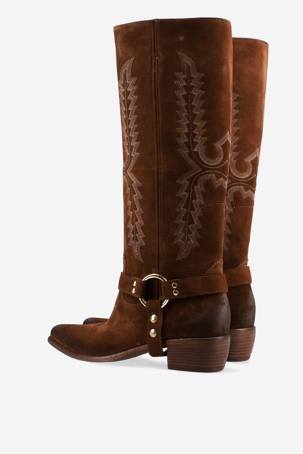 Embroidered suede boots