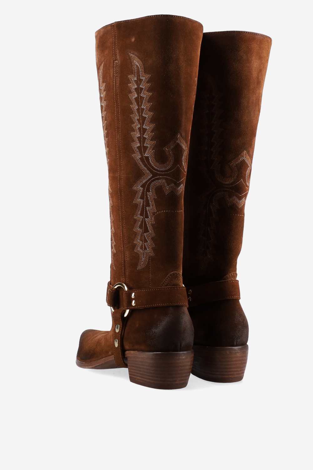Embroidered suede boots