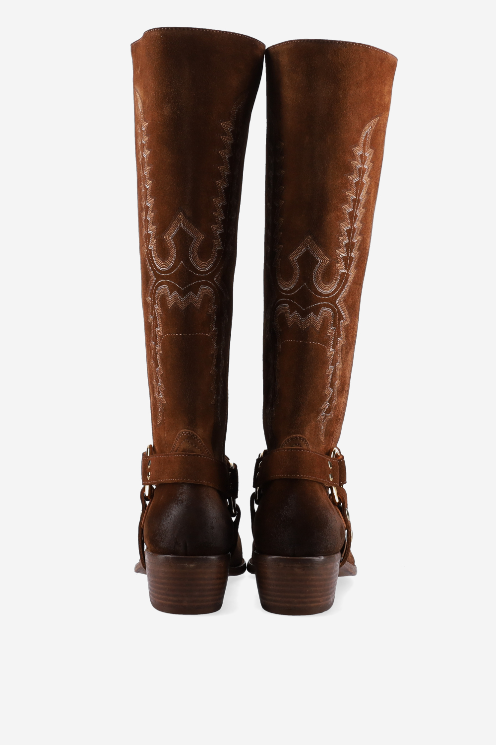 Embroidered suede boots