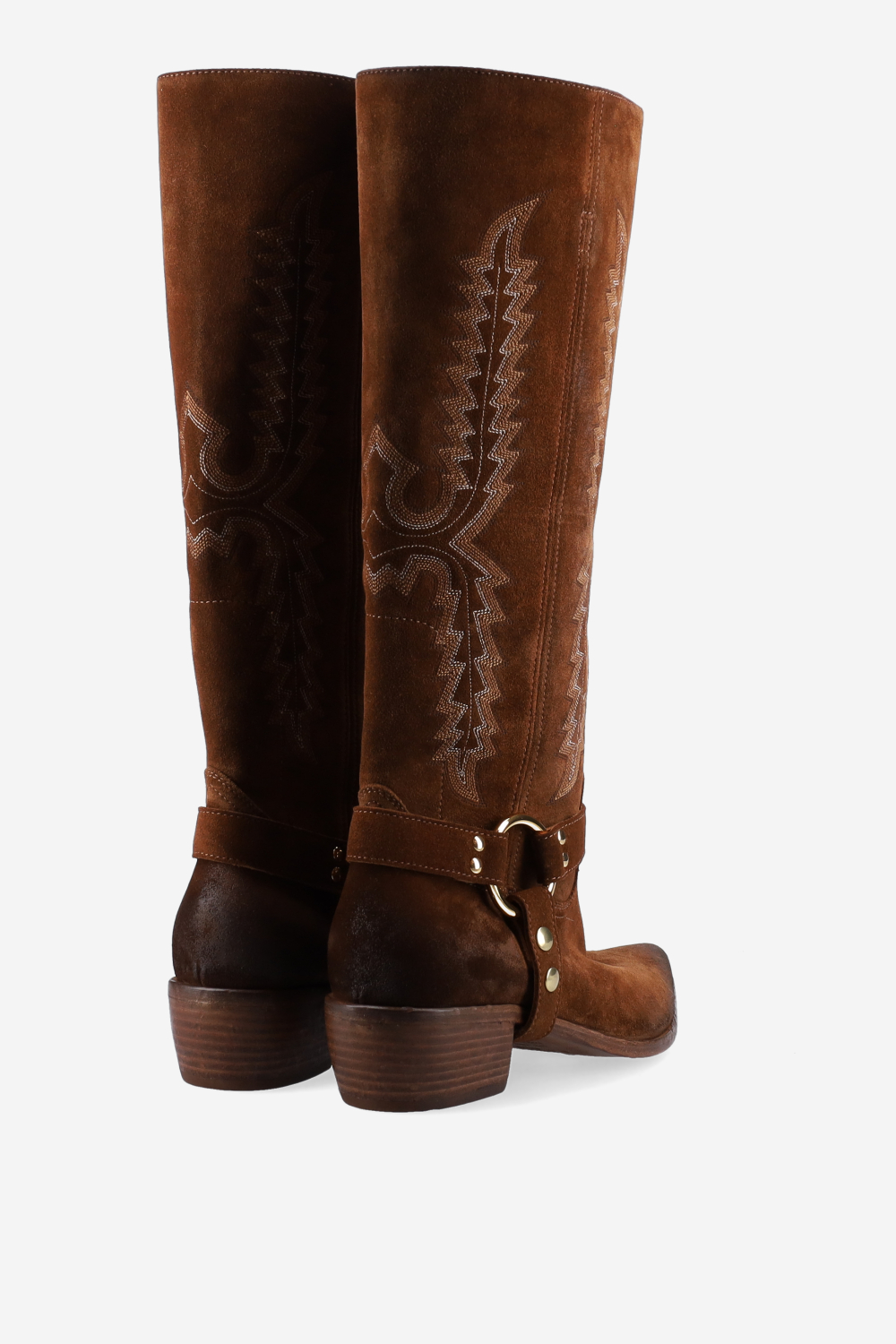 Embroidered suede boots