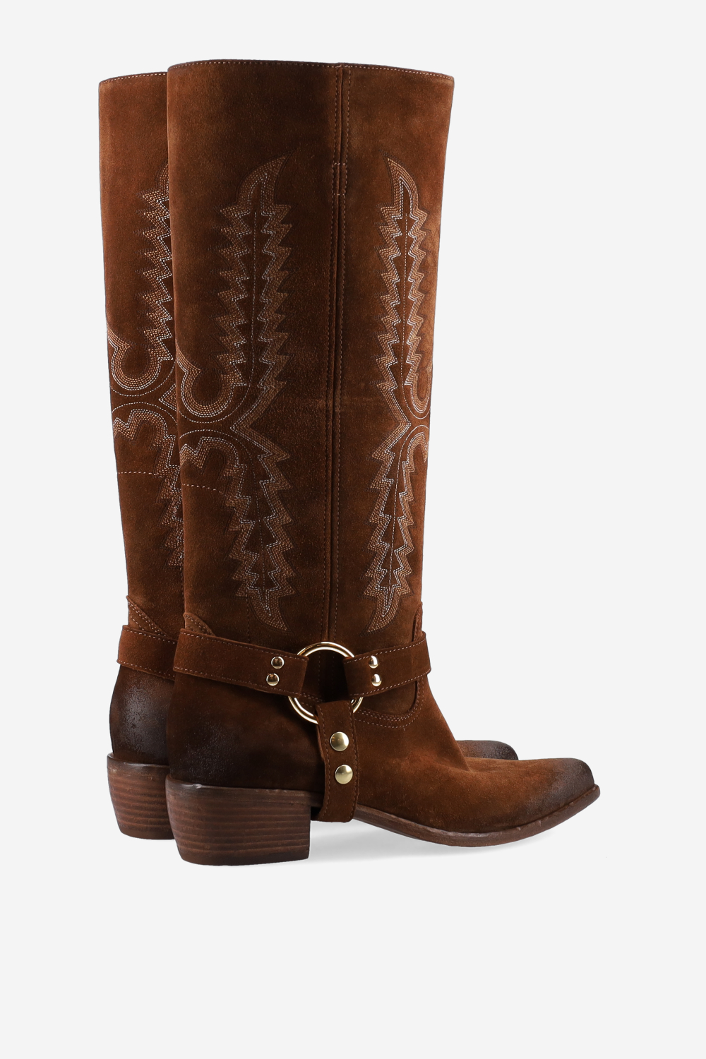 Embroidered suede boots